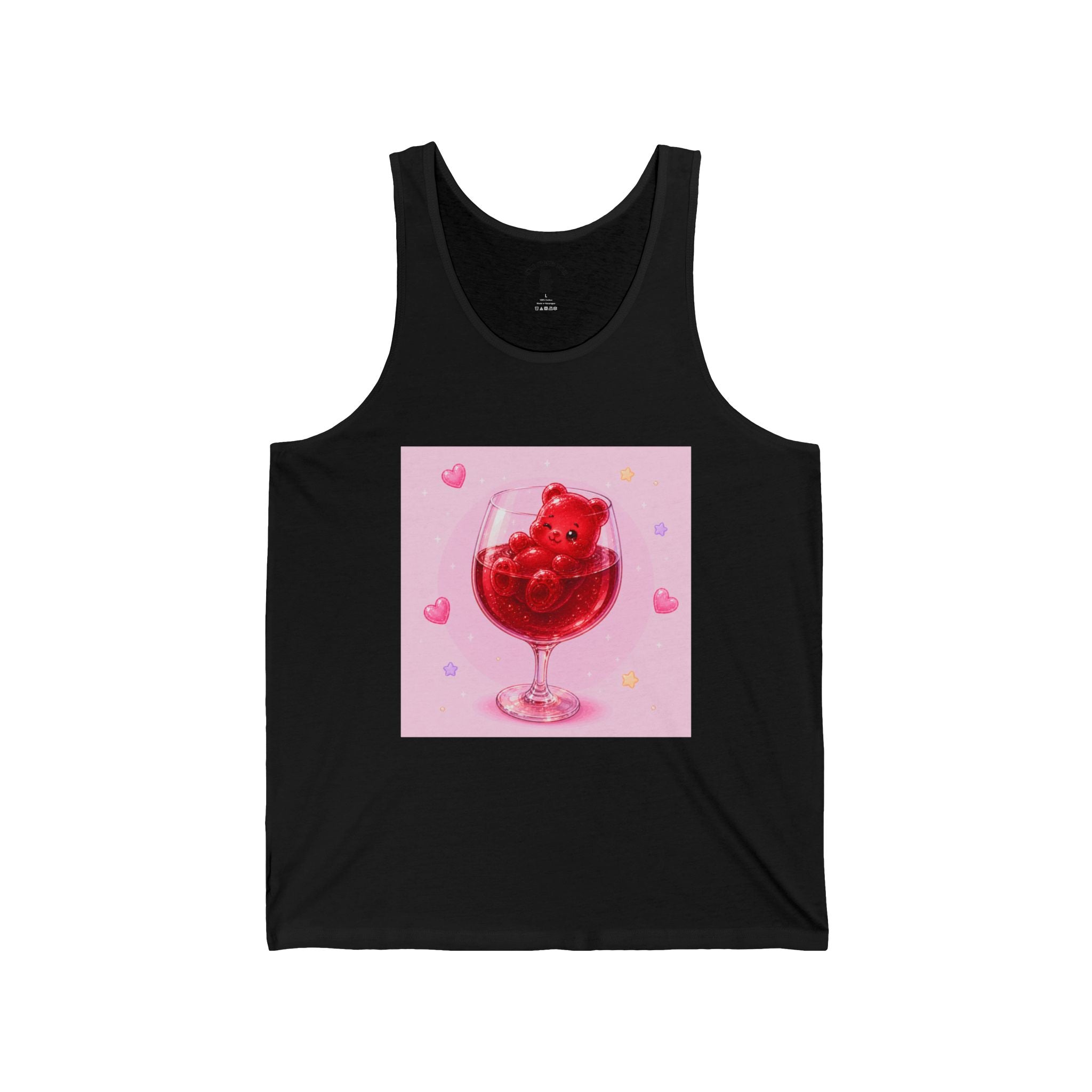 Cute Gummy Bear Wine Glass Tank Top — Sweet Valentine Bubblegum Graphic