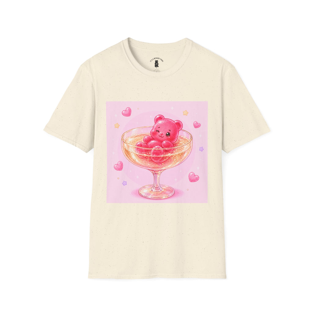 Champagne Pink Boozy Gooey Gummy Bear- Kawaii Graphic T-Shirt