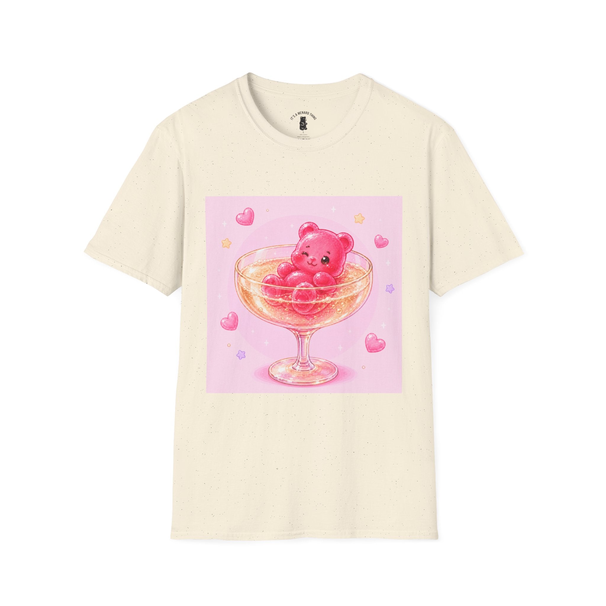 Champagne Pink Boozy Gooey Gummy Bear- Kawaii Graphic T-Shirt