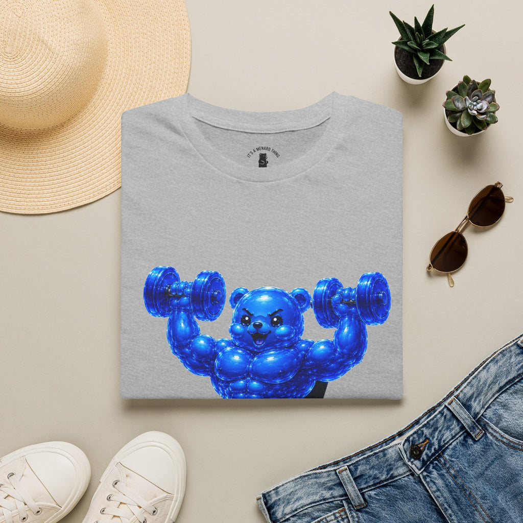 Working out with Bar Bells, Oozy Buff Bear Gummy Special Gym Addition- Adult Graphic Shirt