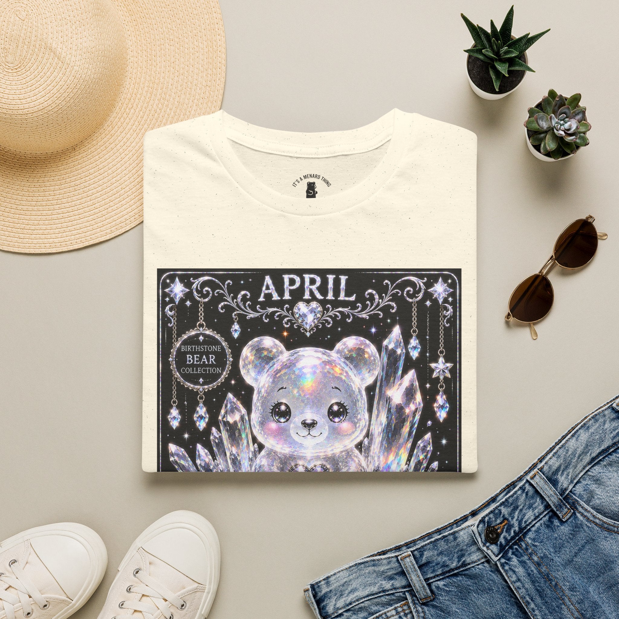 April, Diamond Birthstone Crystal Oozy Bear Friend Special Addition- Graphic Shirt