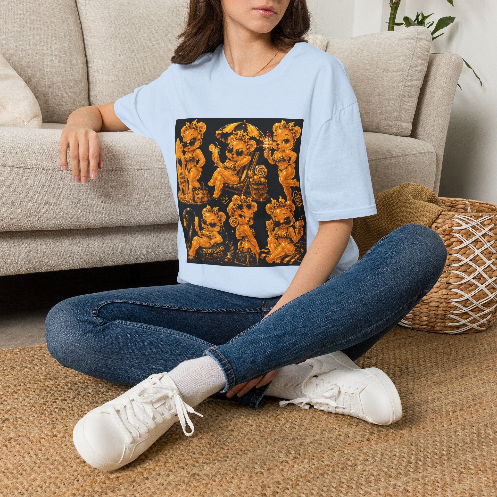 Vintage Style Oozy Bear Beach Babe Pin Up- Adult Graphic Shirt (18+)