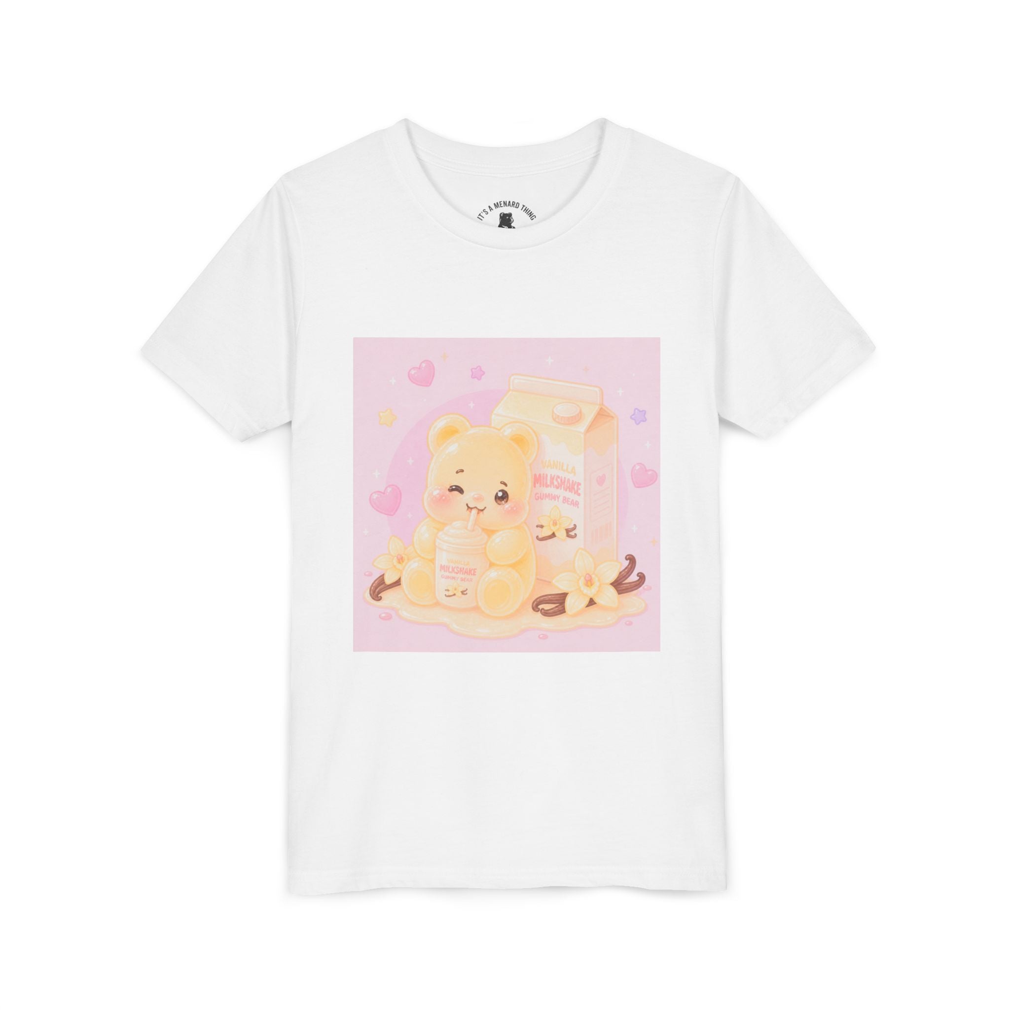 Vanilla Milk Shake Gooey Gummy Youth Tee — Kawaii Pastel Kids T‑Shirt