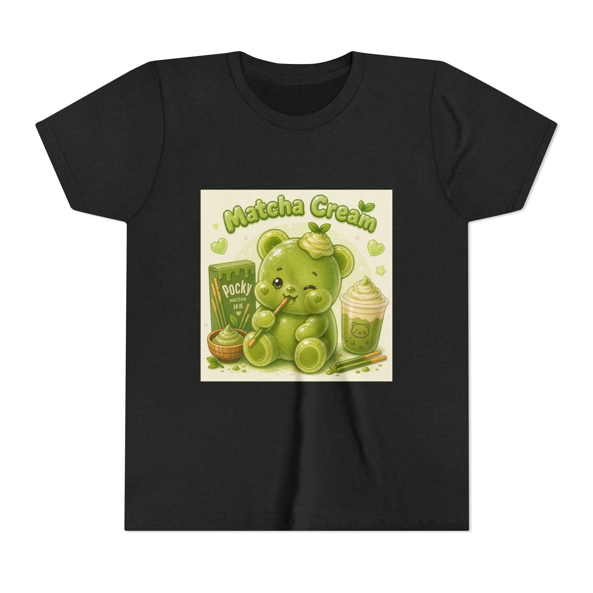 Matcha Cream Gooey Gummy Bear Youth Tee —Pocky & Dessert Graphic