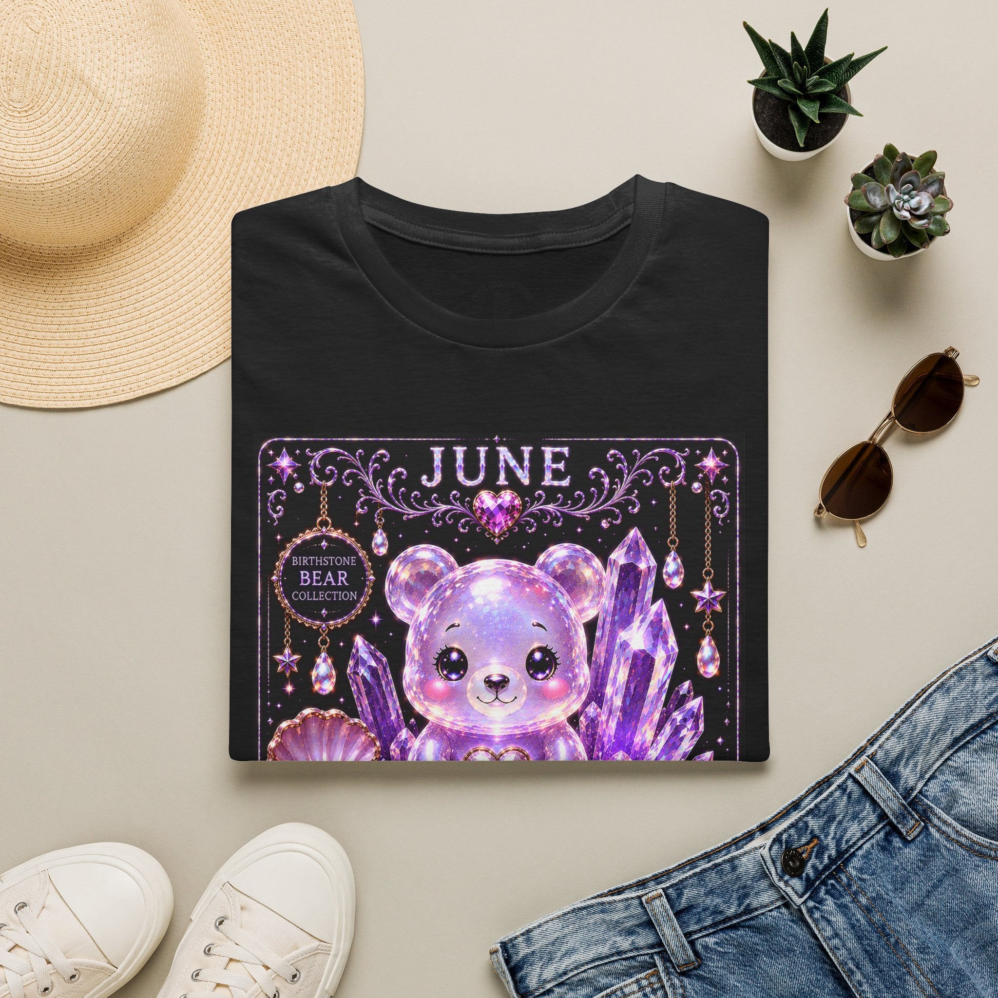 June Birthstone Pearl Crystal Oozy Bears Special Addition- Graphic Shirt