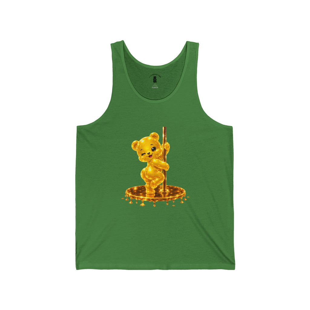 Gold Oozy Bear Pole Dancing Special Addition- Graphic Tank Top (Adults Only!)