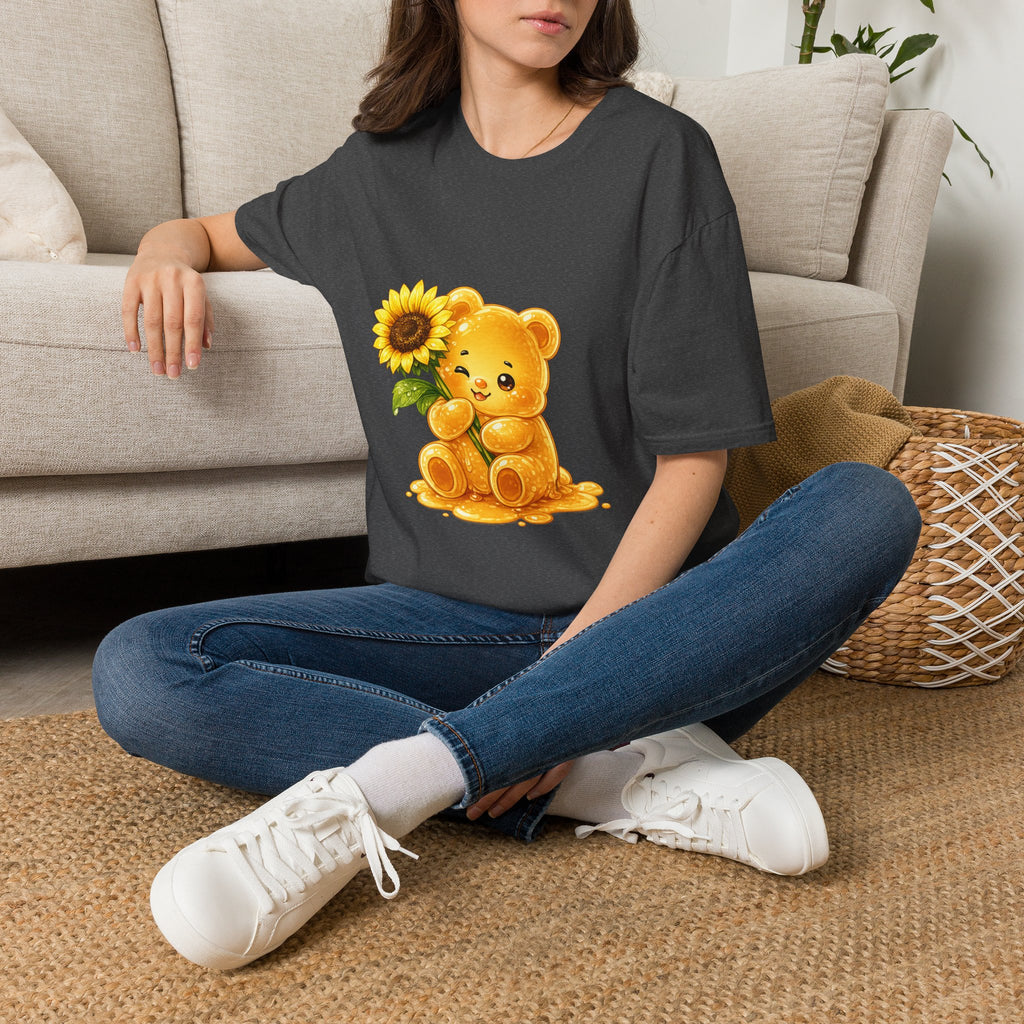 Blooming Sunflower, Yellow Bright Oozy Bear Gummy Friend Special Flower Addition- Graphic Shirt