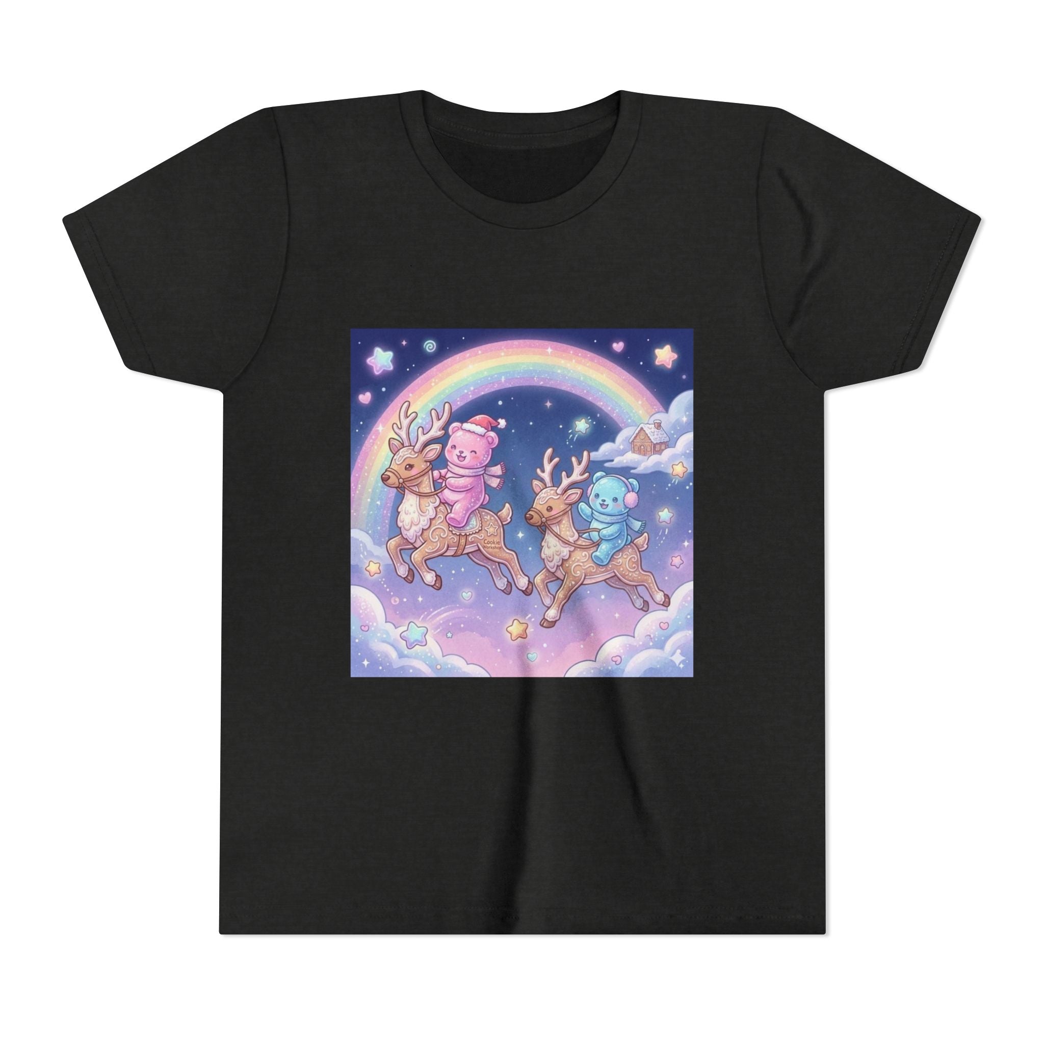 Duo Gooey Gummy Bear riding Reindeer — Cute Youth T-Shirt