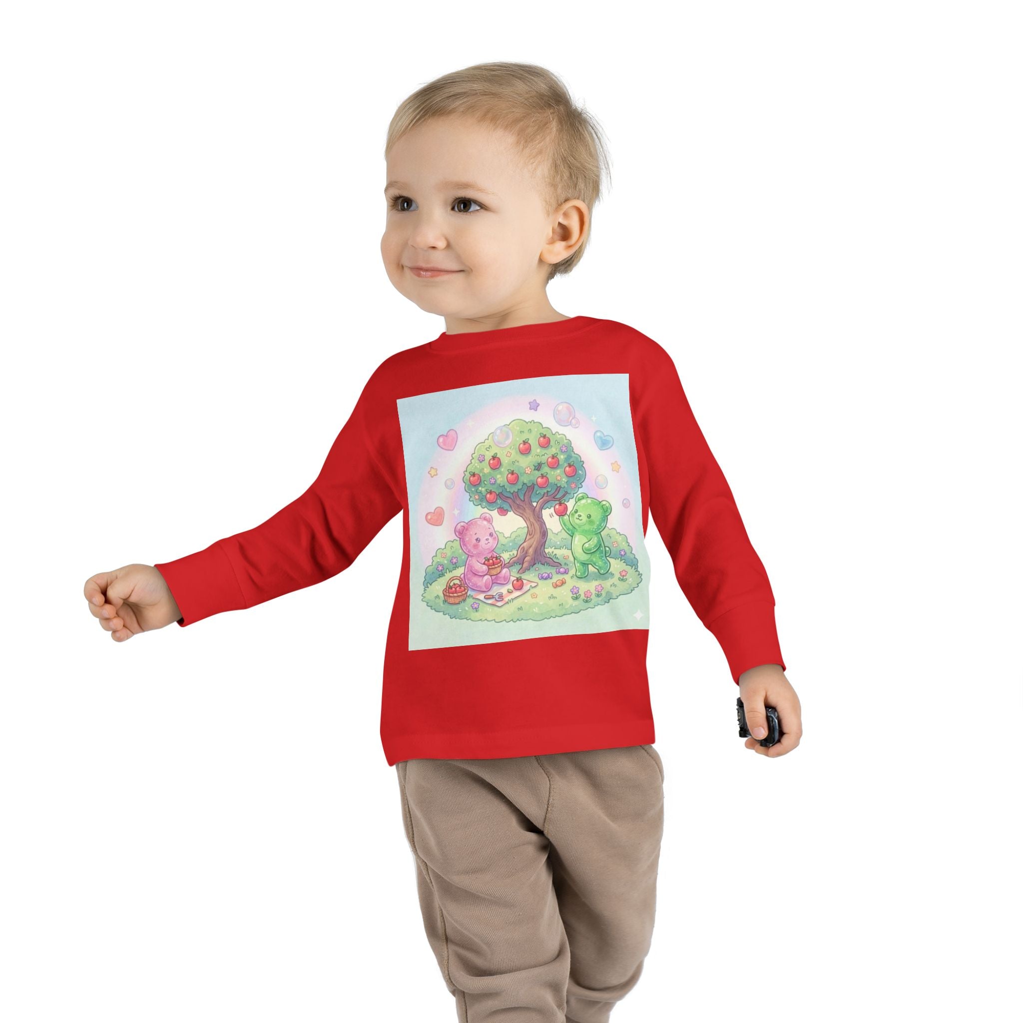 Beautiful Day For Apple Picking, Oozy Bear Gummy Friends Hang Out- Graphic Long Sleeve Shirt