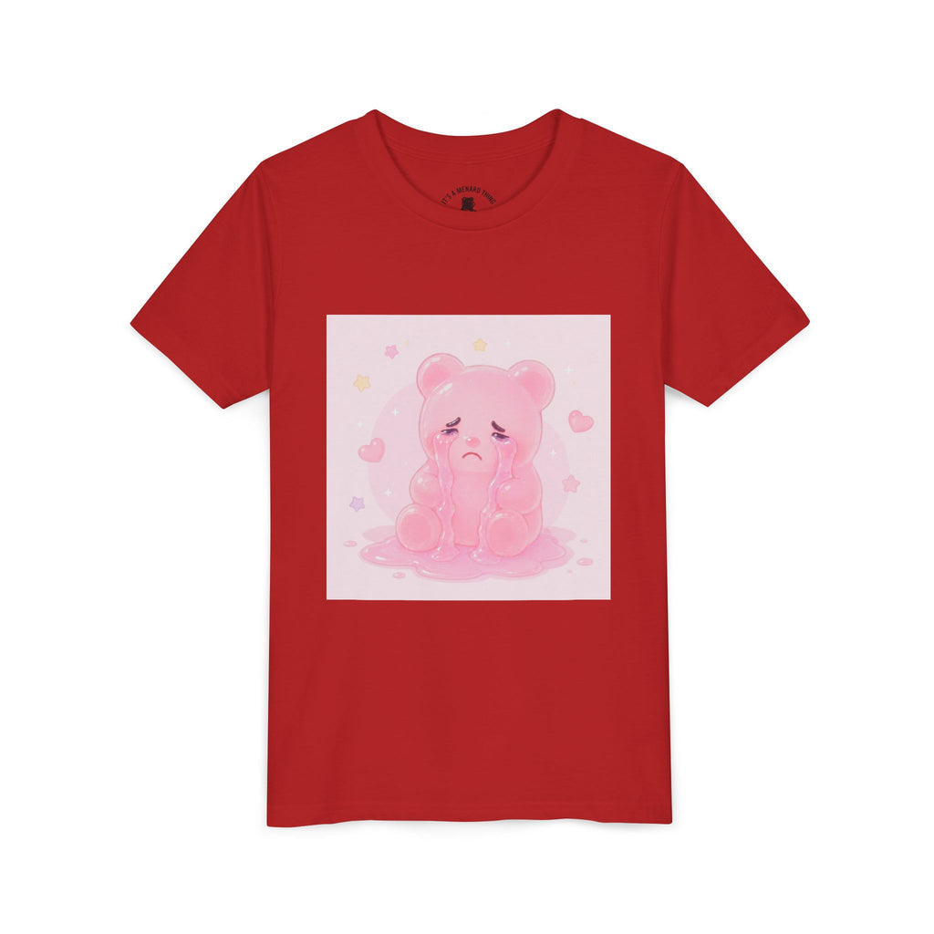 Pink Crying Gooey Gummy Bear Youth Tee – Cute Pastel Graphic Shirt