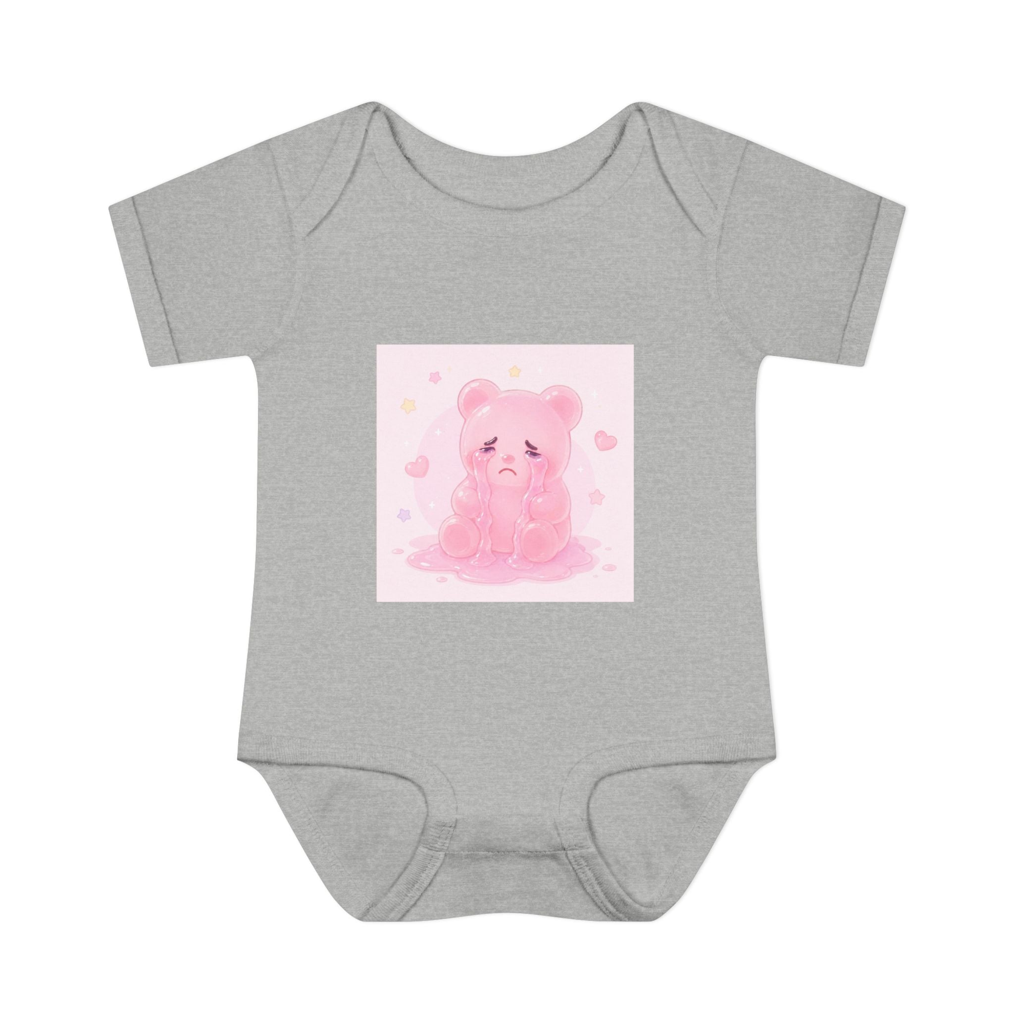 Pink Crying Gooey Gummy Bear Infant Bodysuit — Cute Pastel Baby Onesie