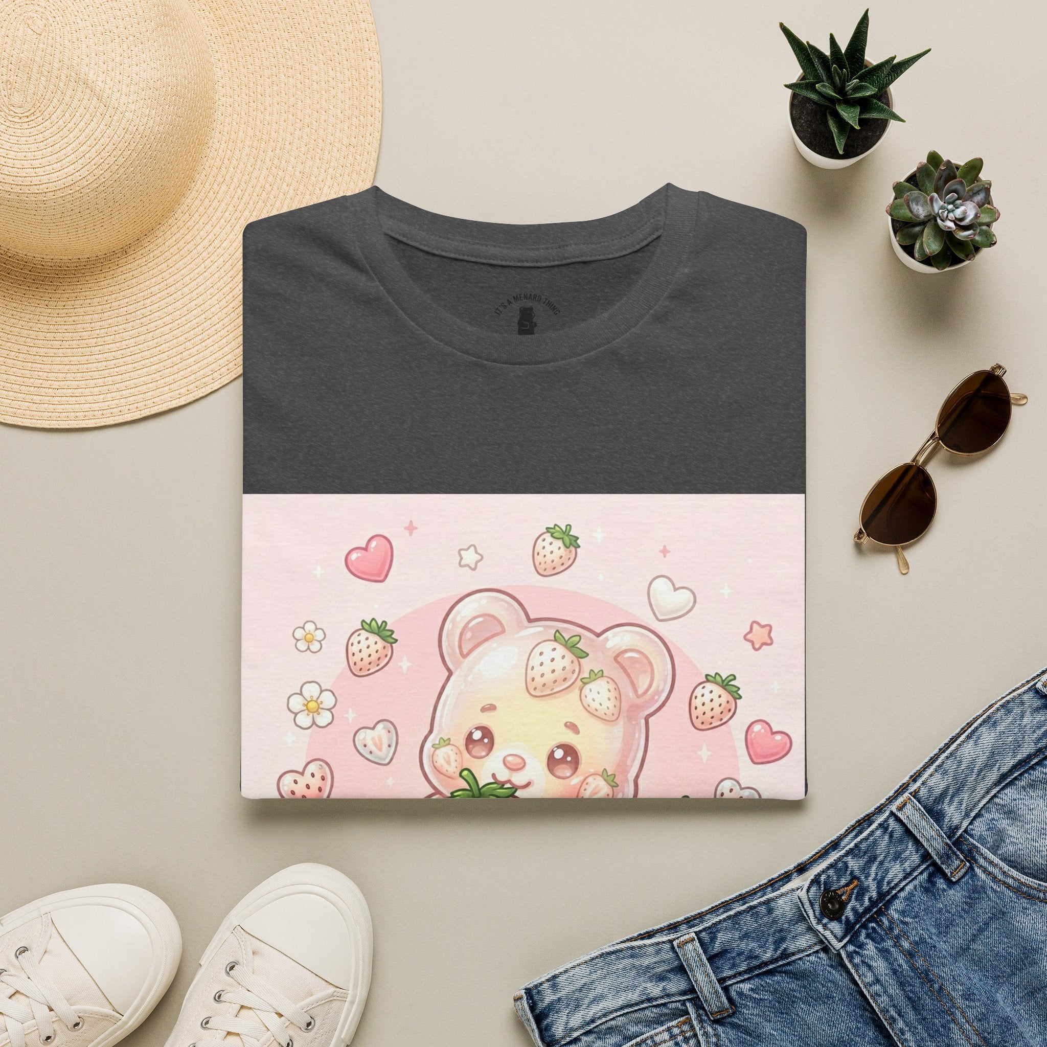 Exotic White Strawberry Oozy Bear Friend — Kawaii Fruit Design
