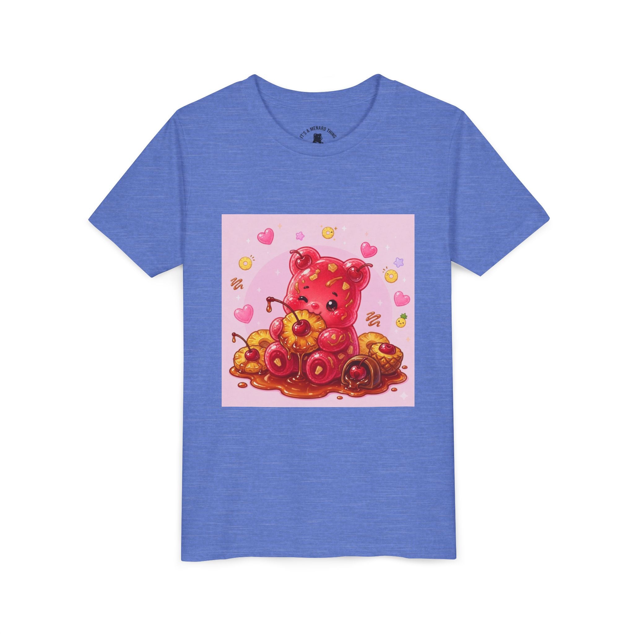 Cherry & Pineapple Gooey Gummy Bear Heart Graphic Youth T-Shirt