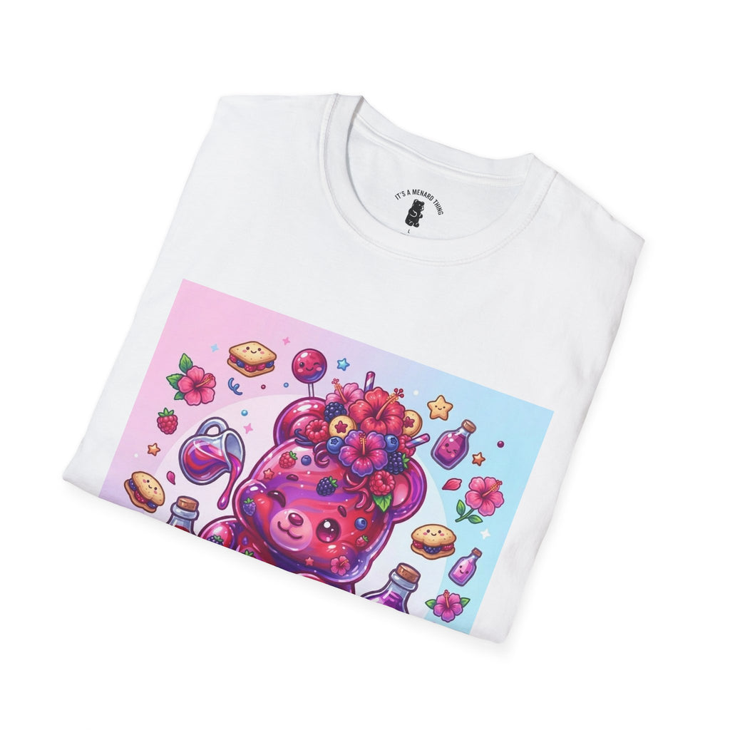 Hibiscus and Mixed Berry Jam, Exotic fruit Flower Gooey Gummy — Kawaii Illustrated T-Shirt