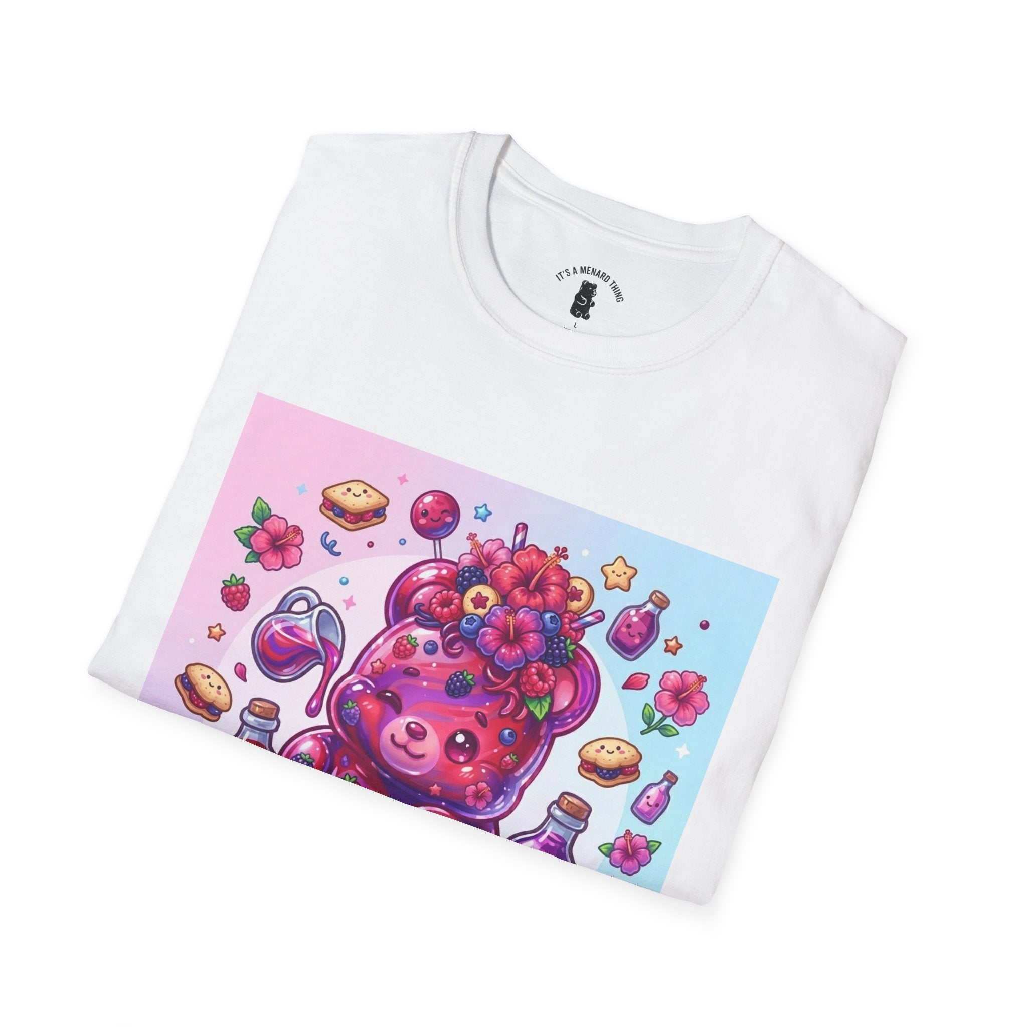 Hibiscus and Mixed Berry Jam, Exotic fruit Flower Gooey Gummy — Kawaii Illustrated T-Shirt