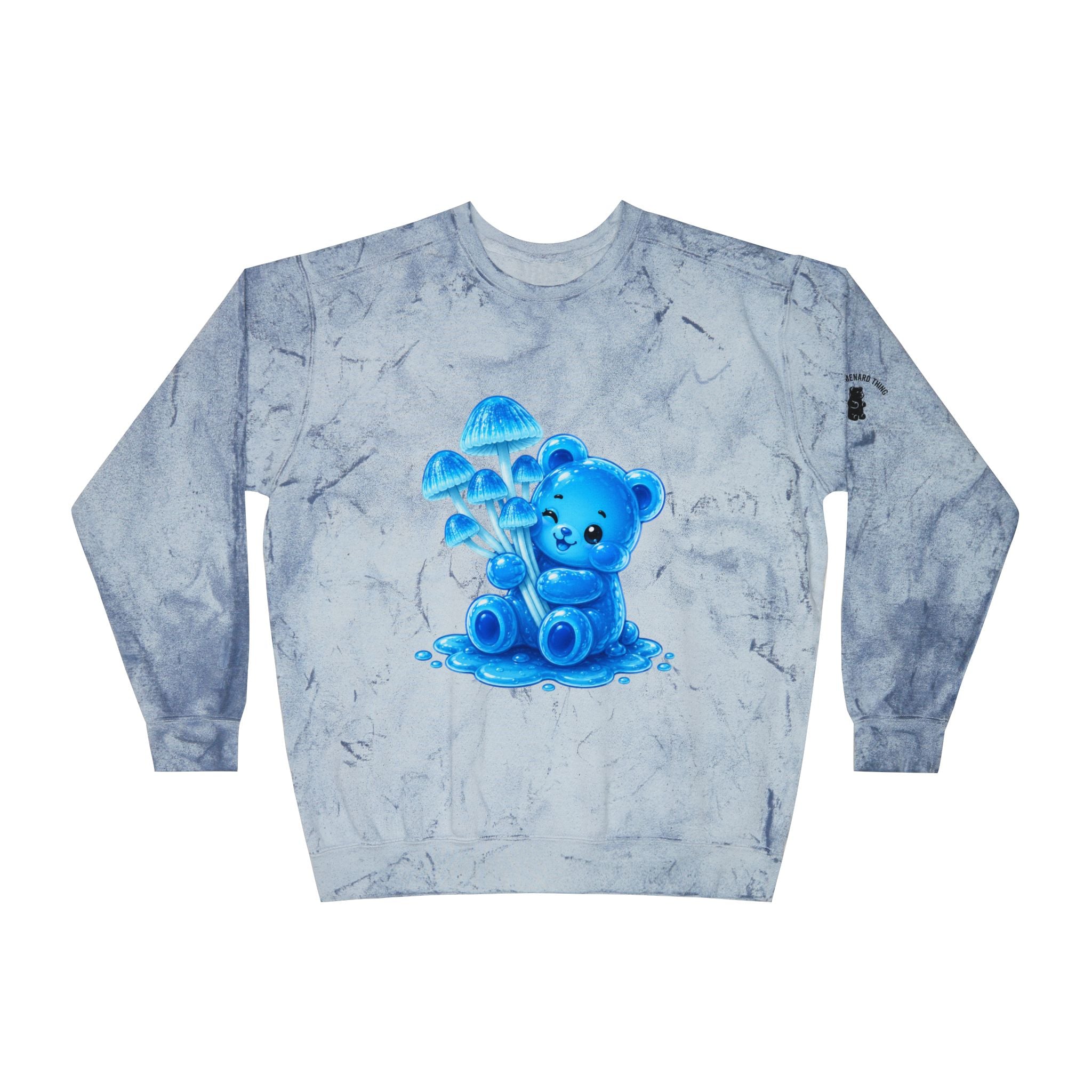 Blue Mushroom Cluster, Gooey Gummy Bear Friend-Kawaii Graphic Sweatshirt