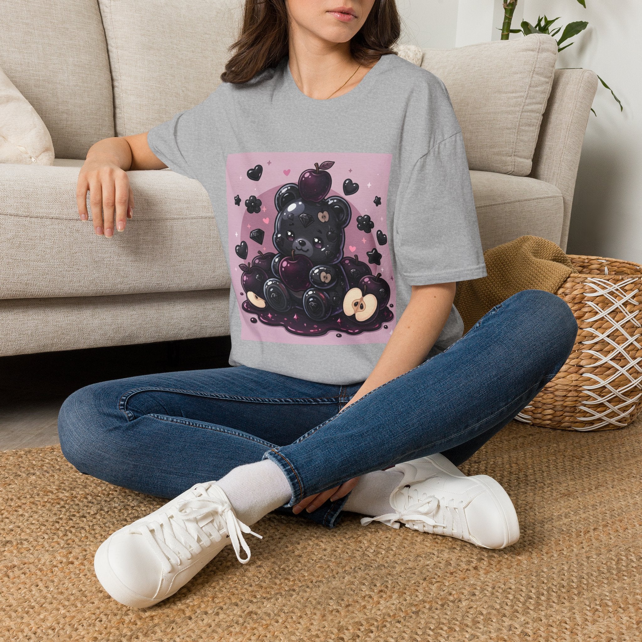 Black Diamond Special Exotic Apple Oozy Bear Friend — Cute Fruit Bear Graphic Tee