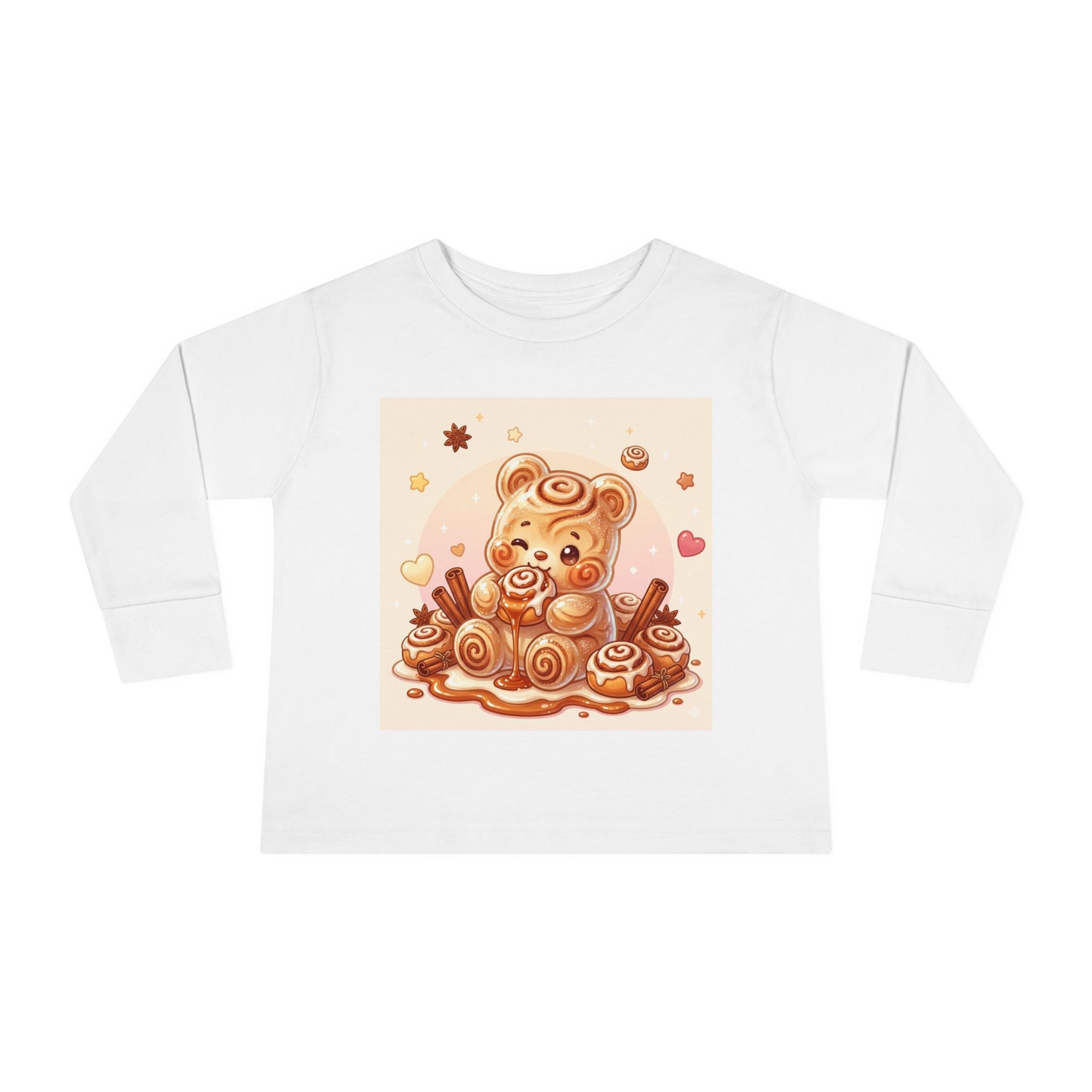 Cinnamon Roll Baked Goods, Sweet Oozy Bear Gummy Friend- Kids Graphic Long Sleeve Shirt