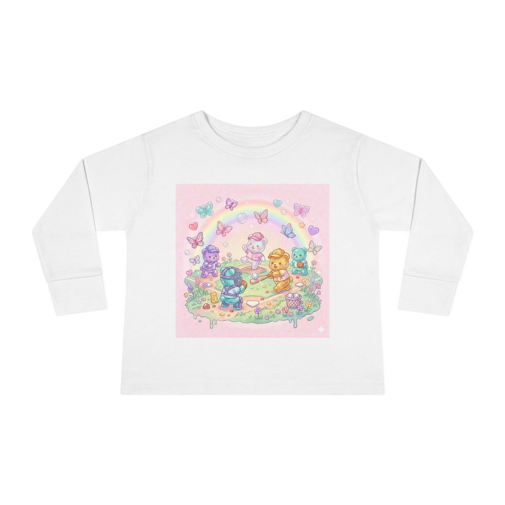 Playing Baseball With friends, Oozy Bear Outdoor Playtime- Graphic Long Sleeve Shirt