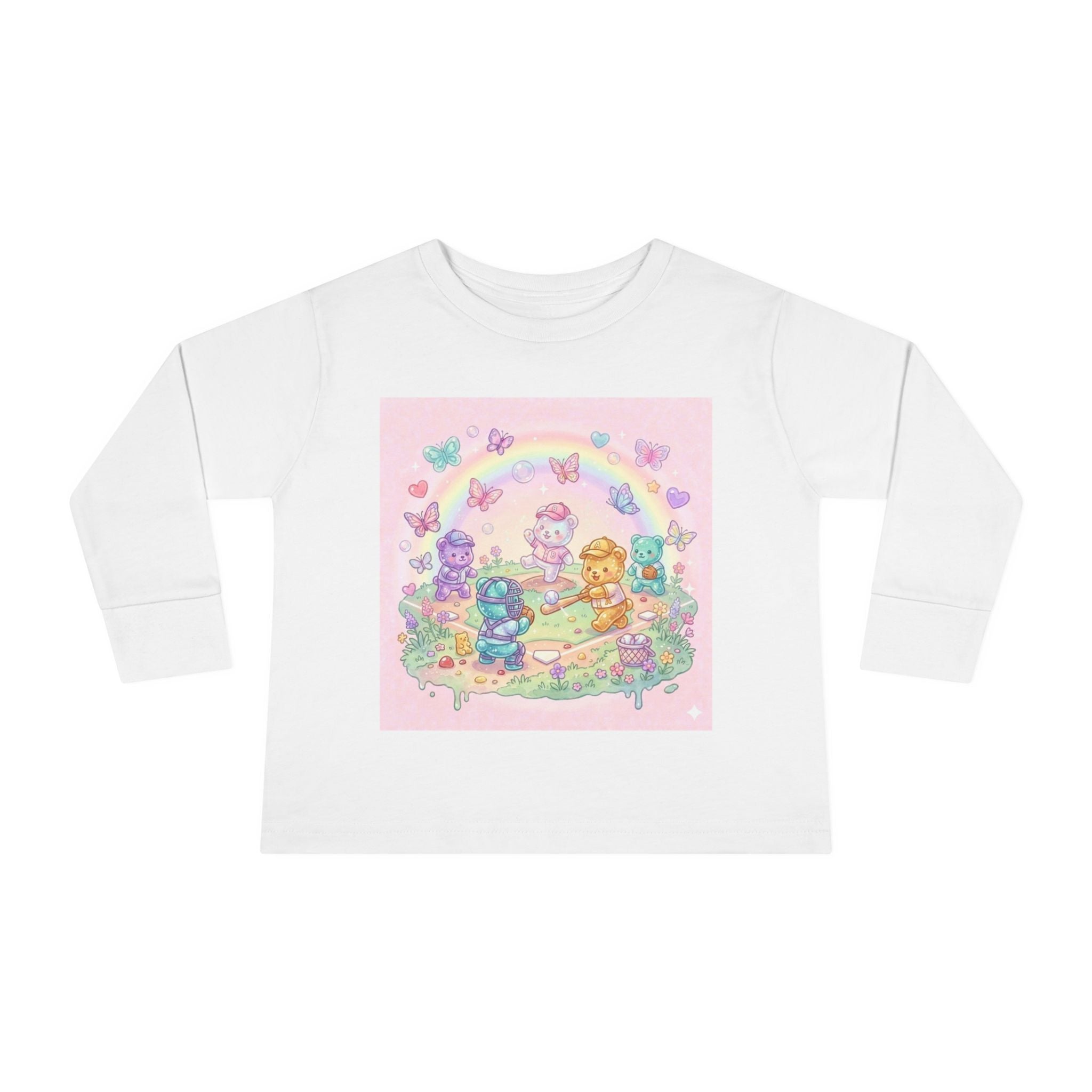 Playing Baseball With friends, Oozy Bear Outdoor Playtime- Graphic Long Sleeve Shirt