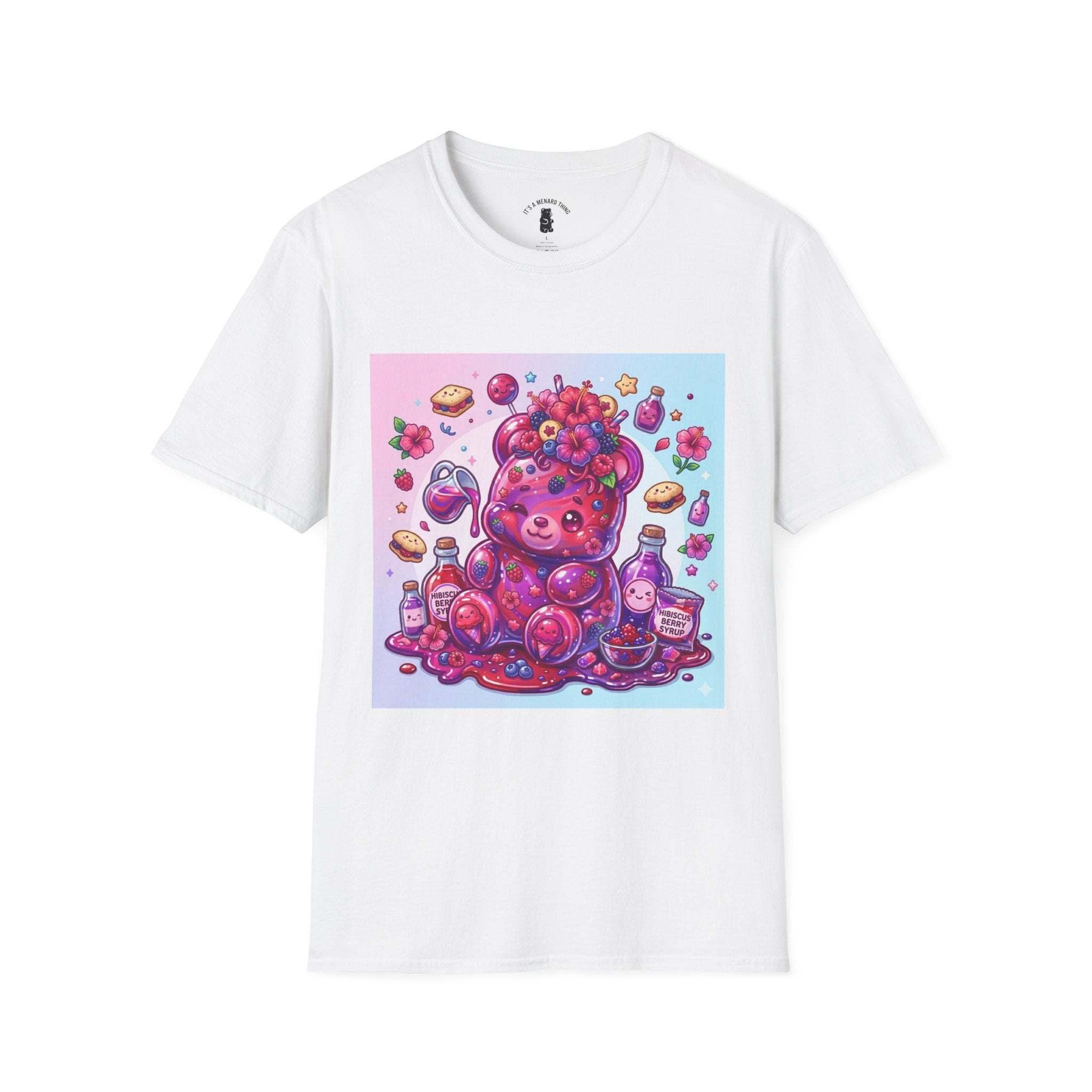 Hibiscus and Mixed Berry Jam, Exotic fruit Flower Gooey Gummy — Kawaii Illustrated T-Shirt