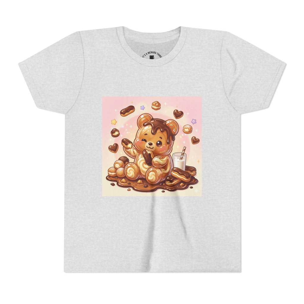 Cute Chocolate Eclair & Milk Gooey Gummy Bear Youth T-Shirt