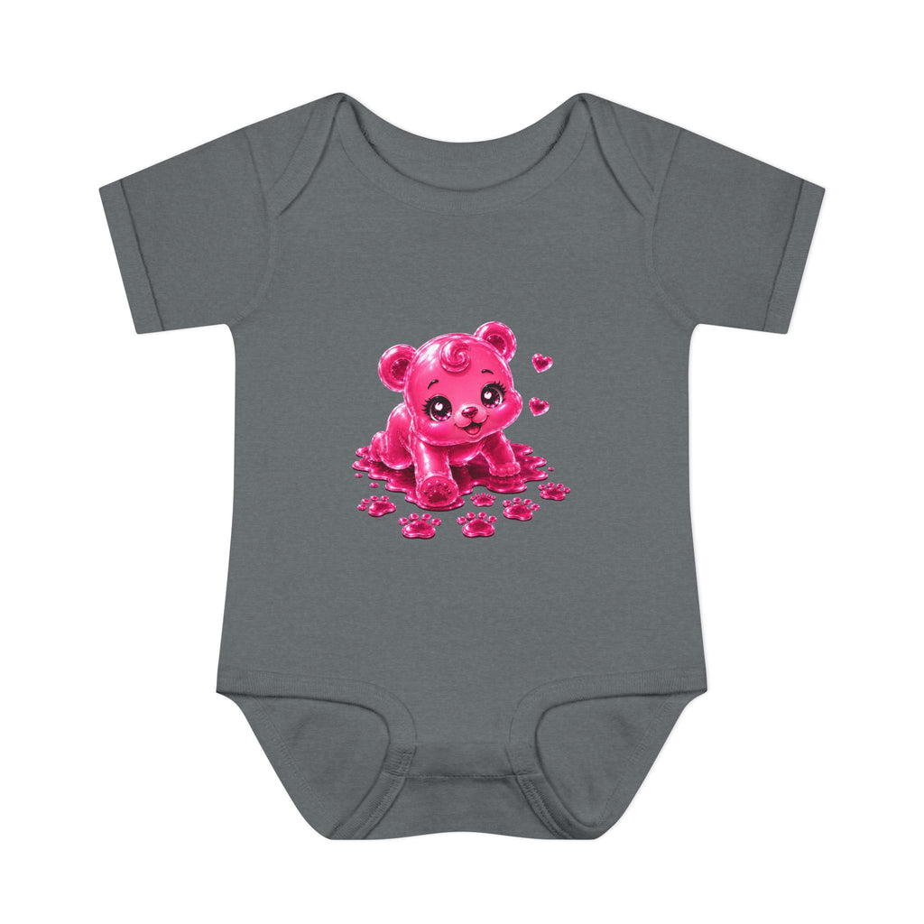 Messy Play Time, Crawling Steps Pink Oozy Baby Gummy Bear Cutie Addition- Graphic Onesie