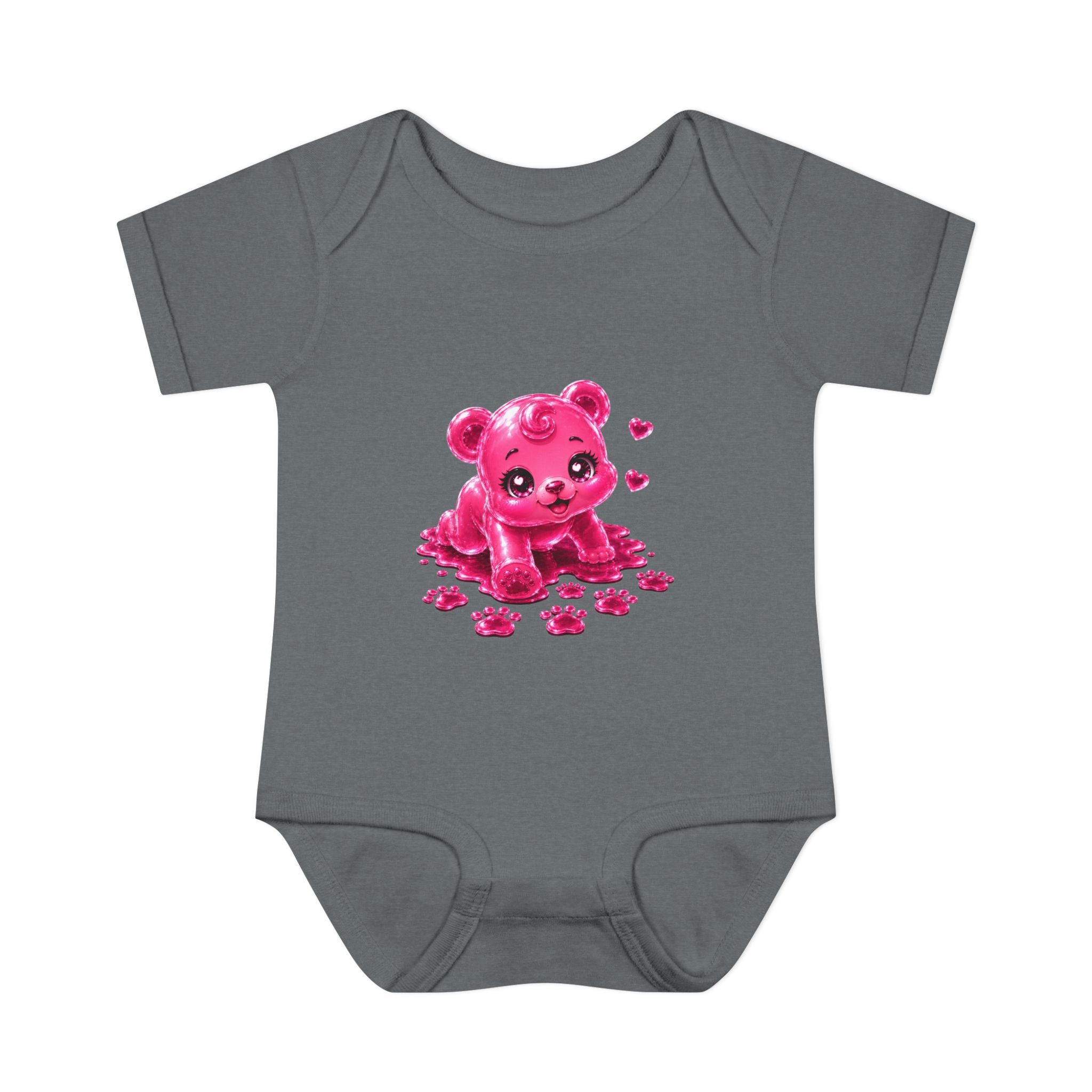 Messy Play Time, Crawling Steps Pink Oozy Baby Gummy Bear Cutie Addition- Graphic Onesie