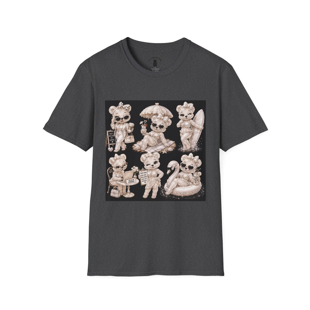 Vintage Kawaii Retro Oozy Bear, Beach Babe Pin Up- Adult Graphic Shirt (18+)