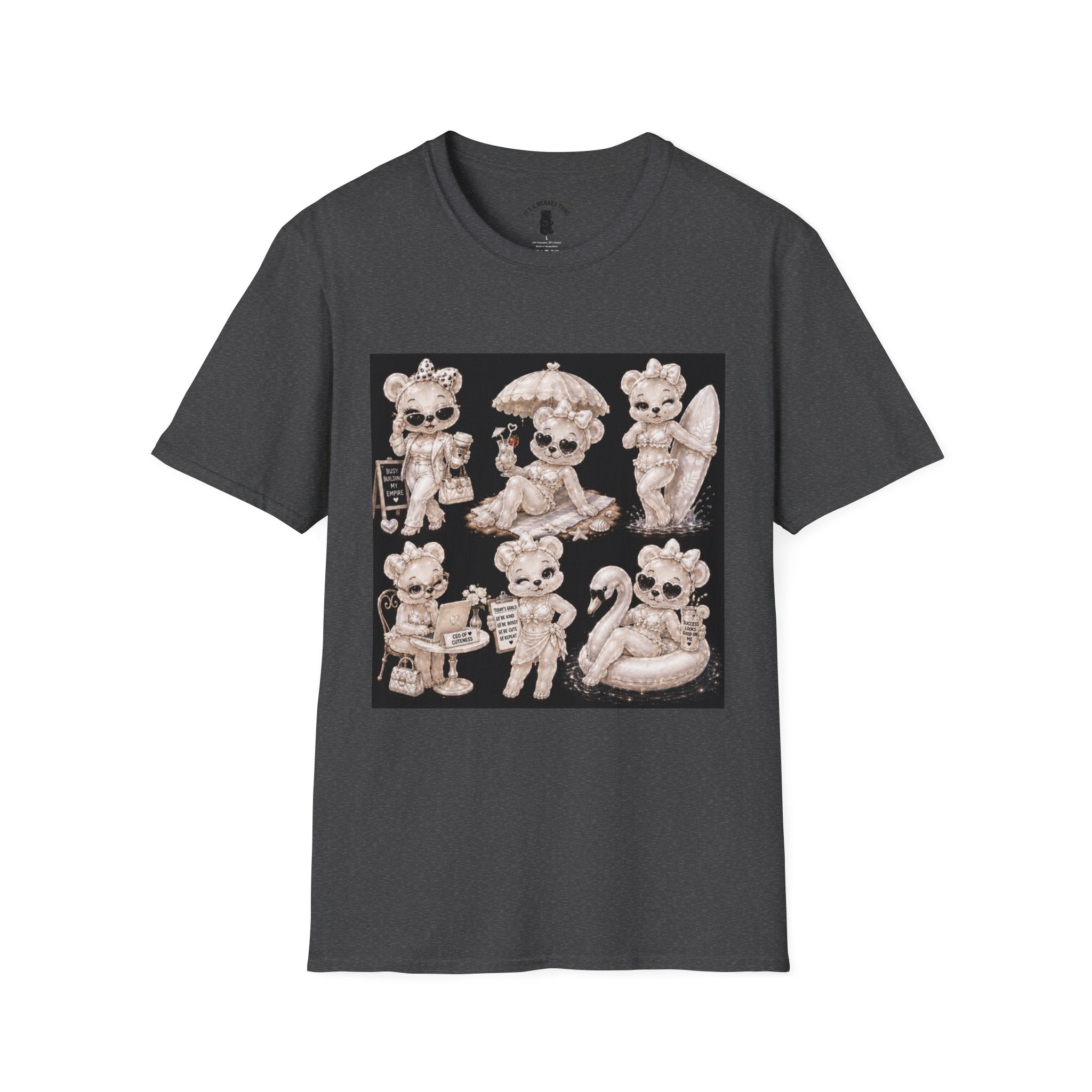 Vintage Kawaii Retro Oozy Bear, Beach Babe Pin Up- Adult Graphic Shirt (18+)