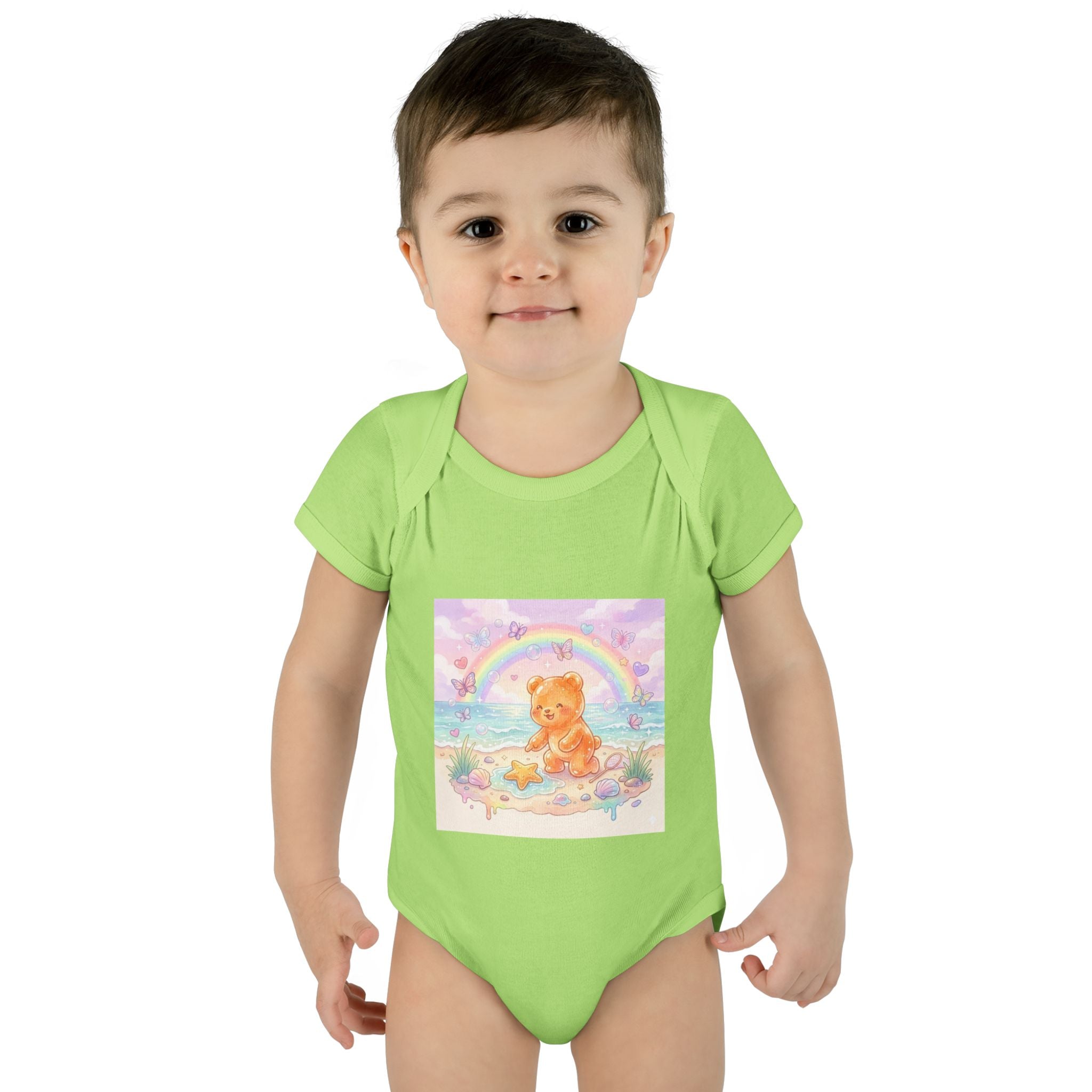 Gooey Gummy Beach Bear Rainbow & Starfish - Bodysuit