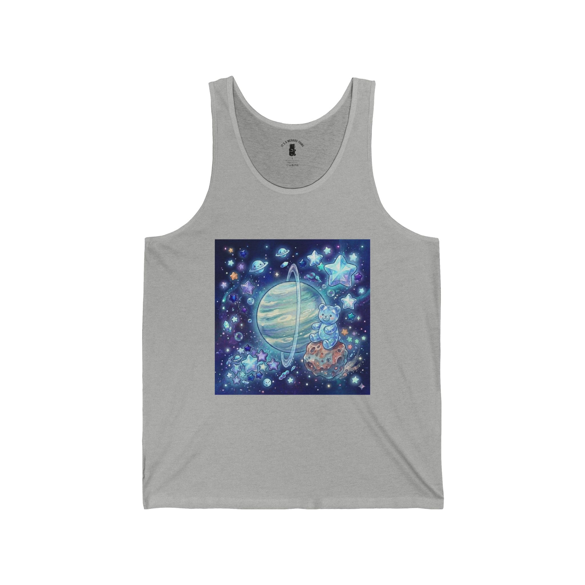 Passing by Uranus, Special Blue Gooey Gummy Bear — Cute Illustration Tank Top