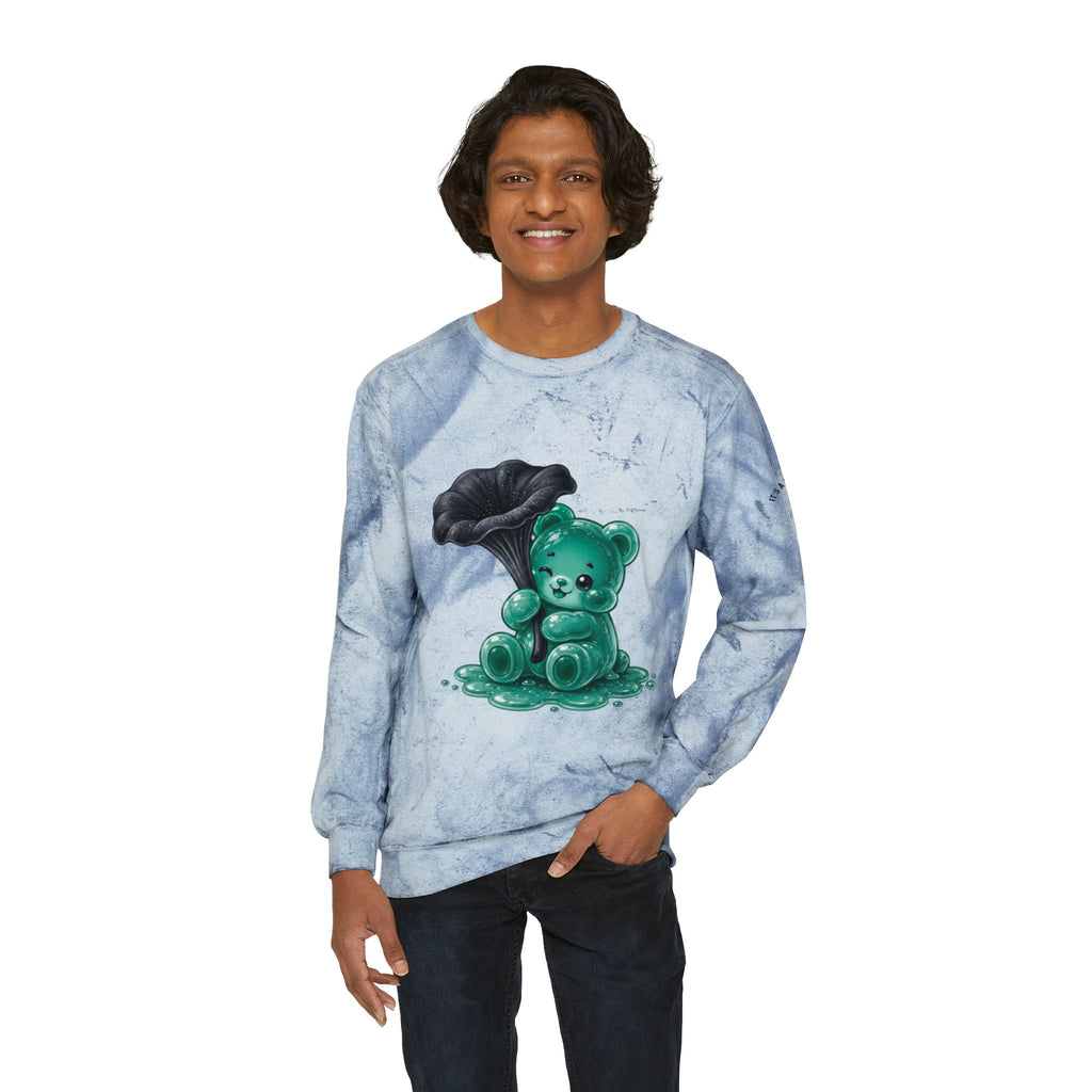 Black Trumpet Mushroom, Pretty Teal Gooey Gummy Bear-Kawaii Graphic Sweatshirt