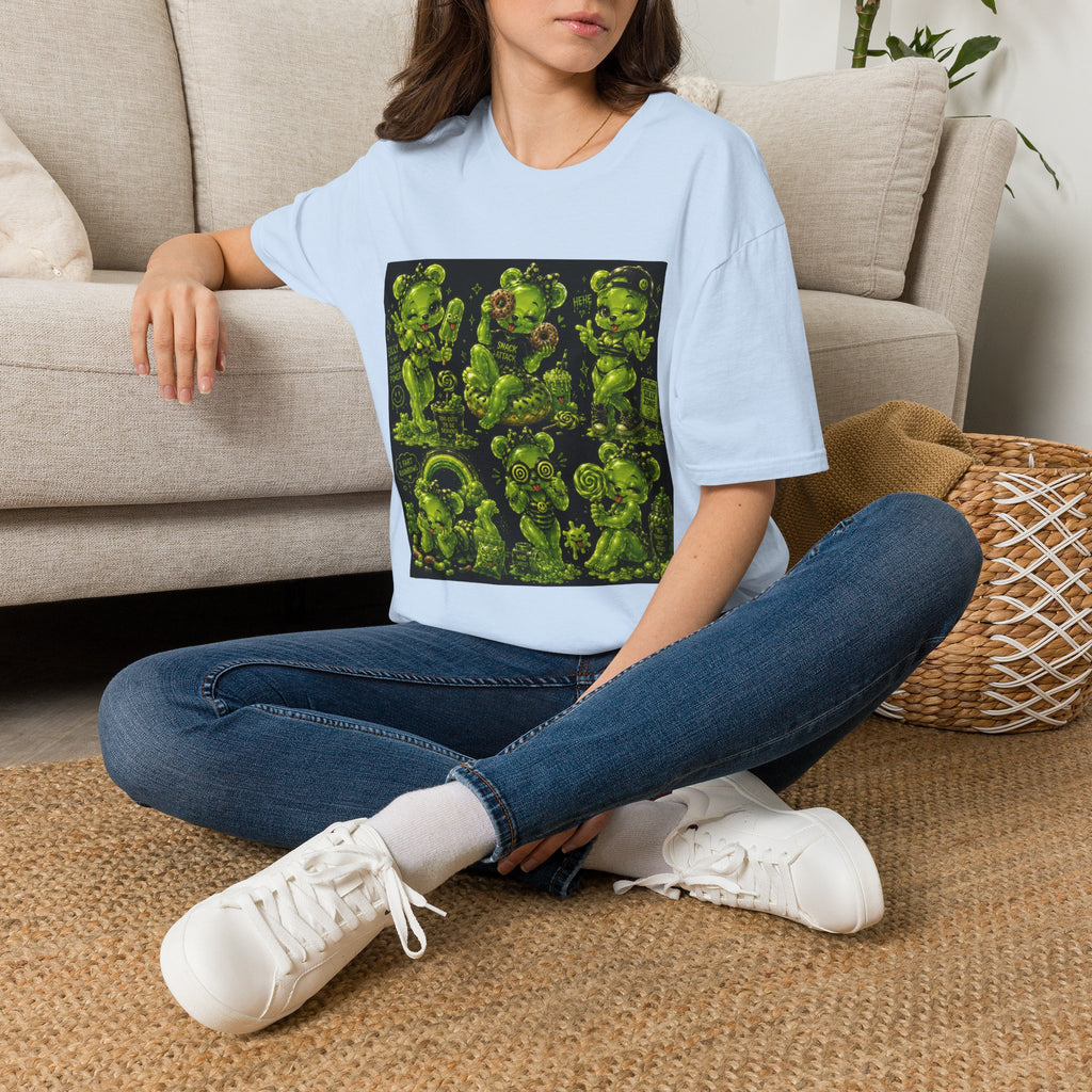 Lime Green Retro Oozy Bear Babe, Beach Pin Up- Adult Graphic Shirt (18+)