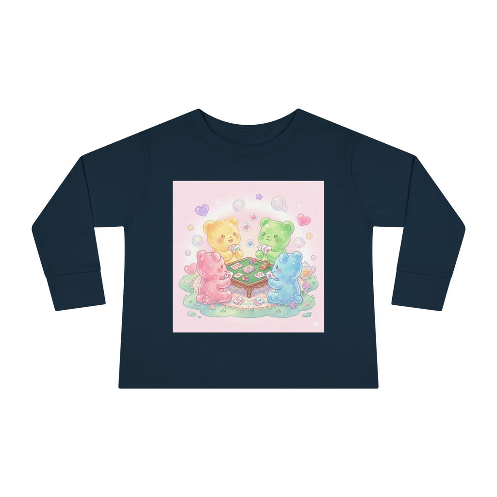 Playing Cards Together, Oozy Bear Friends Group- Graphic Long Sleeve Shirt