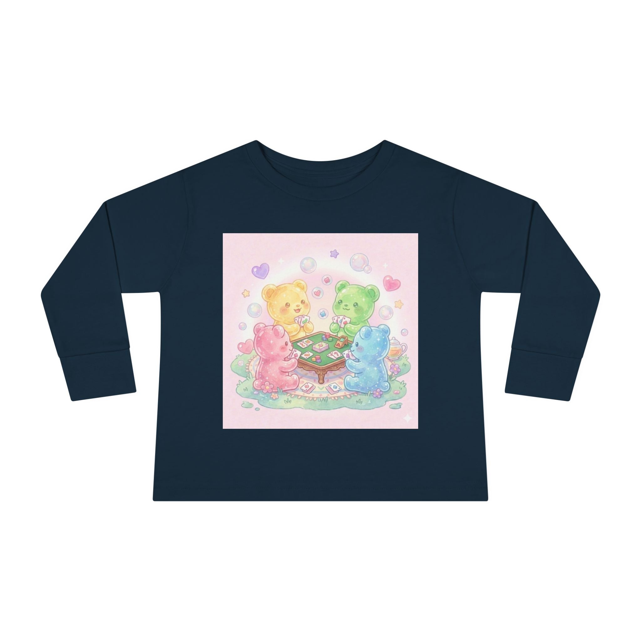 Playing Cards Together, Oozy Bear Friends Group- Graphic Long Sleeve Shirt