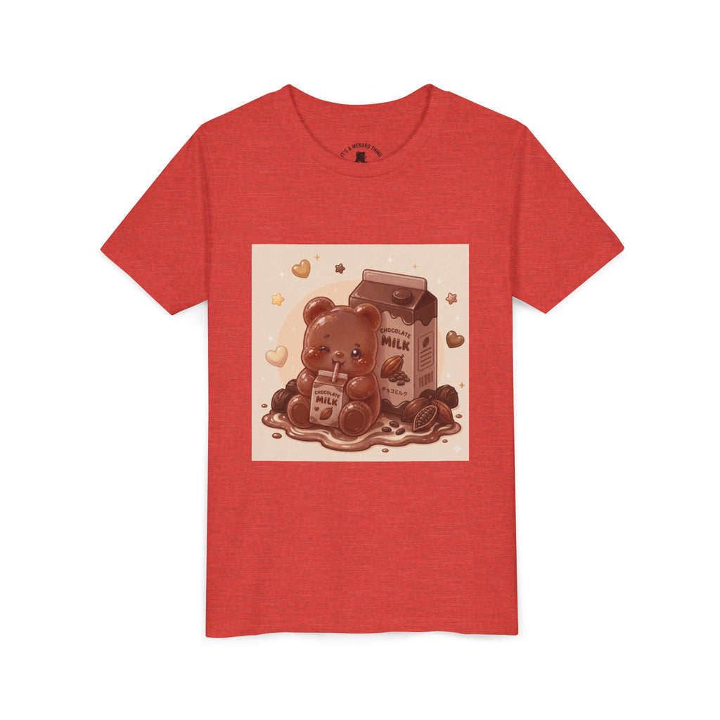 Kids Milk Chocolate Gooey Gummy Bear — Cute Milk Carton Graphic Youth T-Shirt