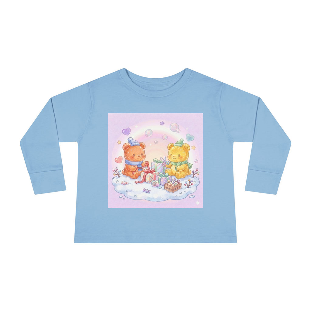 Holiday Gift Giving, Oozy Bear Friends In Snow- Graphic Long Sleeve Shirt