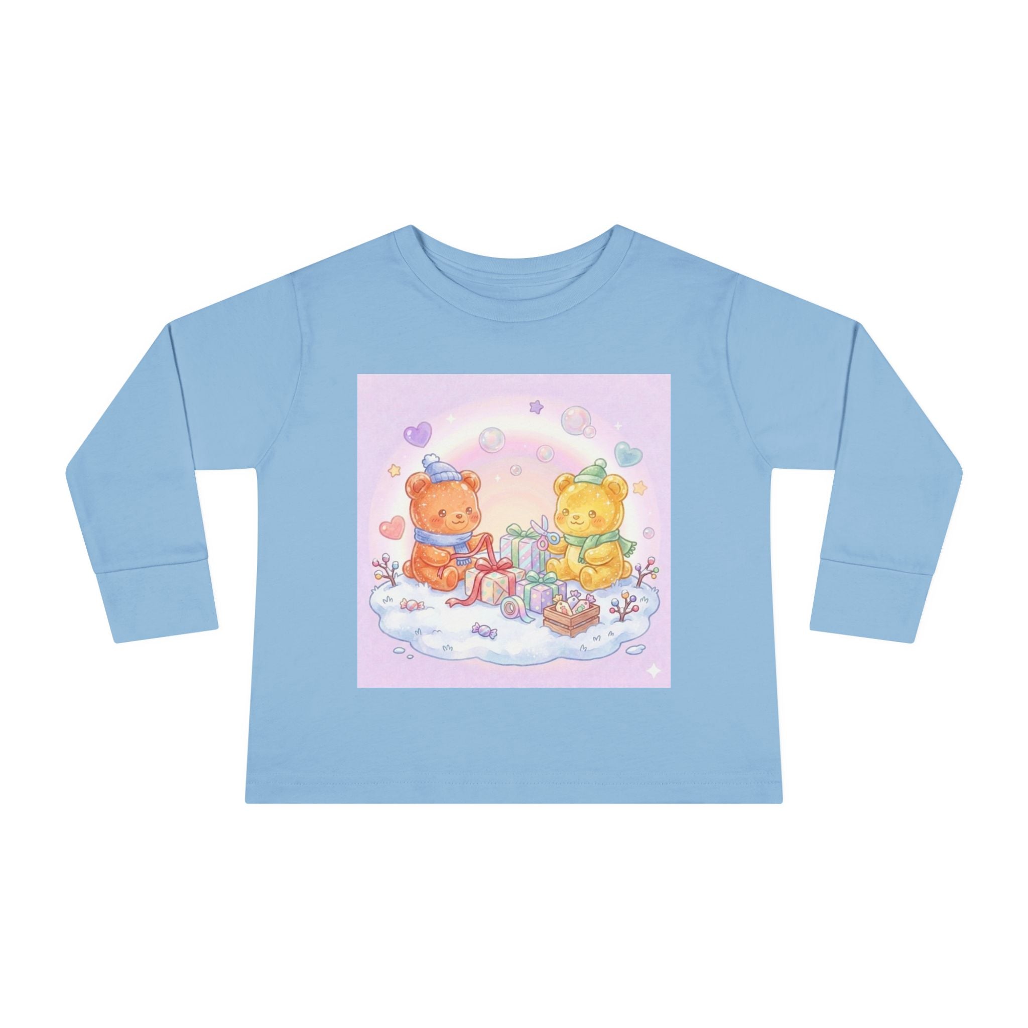 Holiday Gift Giving, Oozy Bear Friends In Snow- Graphic Long Sleeve Shirt