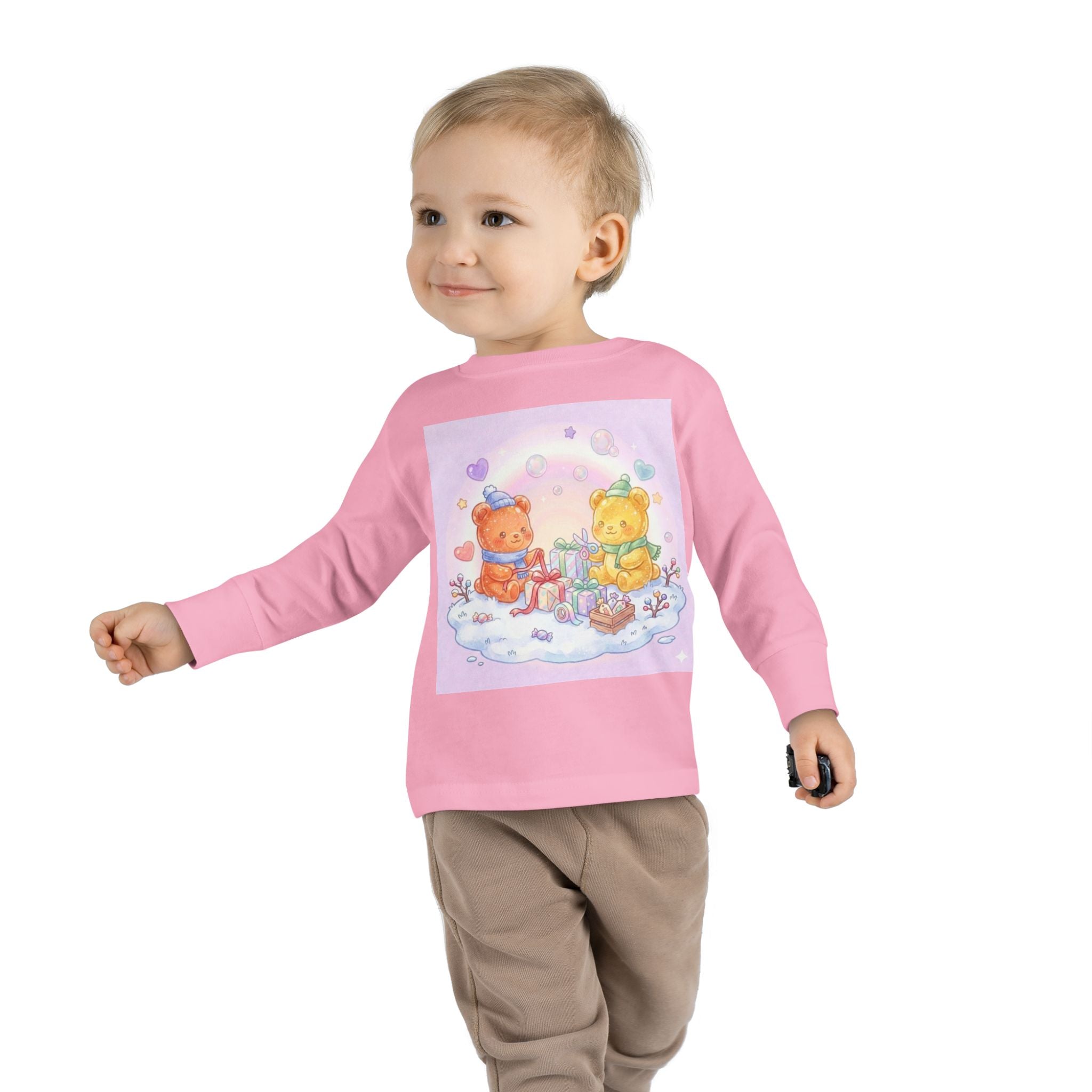 Holiday Gift Giving, Oozy Bear Friends In Snow- Graphic Long Sleeve Shirt