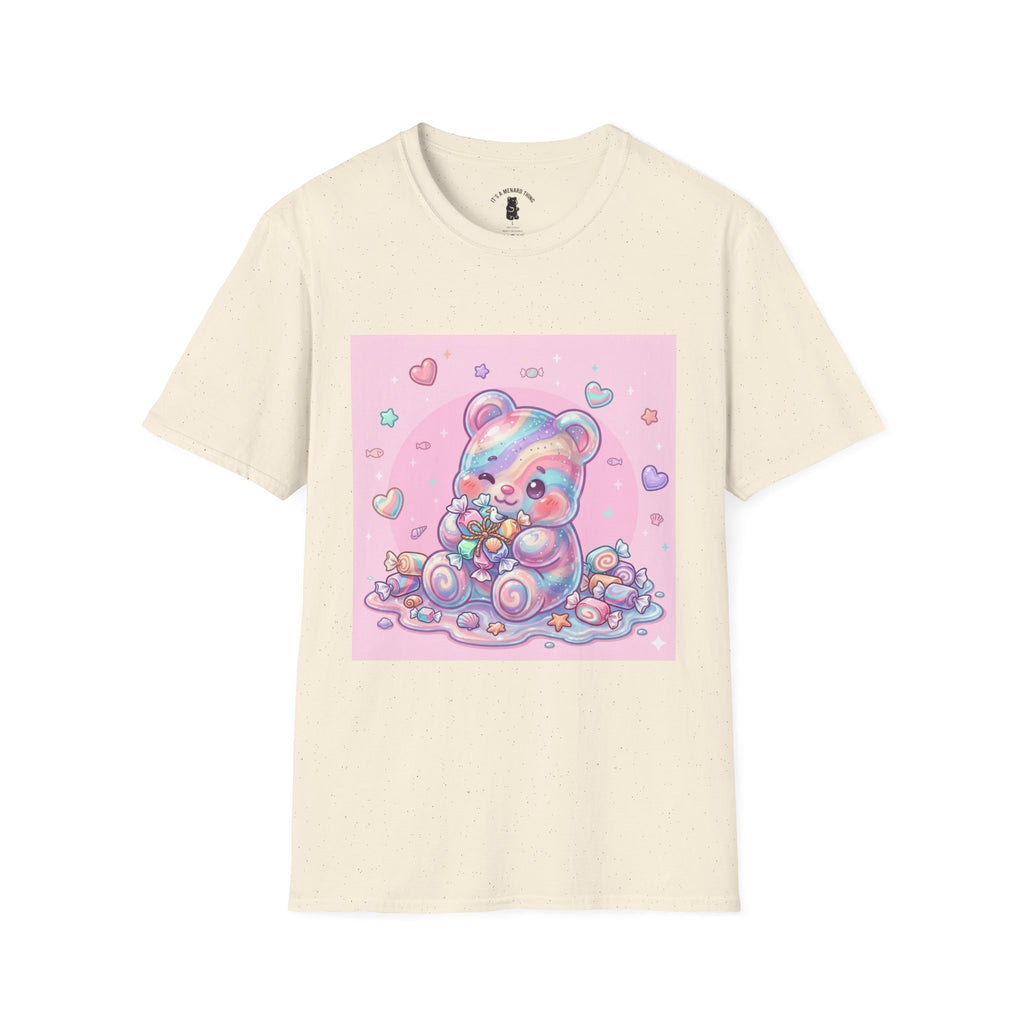 Cute Pastel Candy Bear T-Shirt — Rainbow Kawaii Heart Graphic