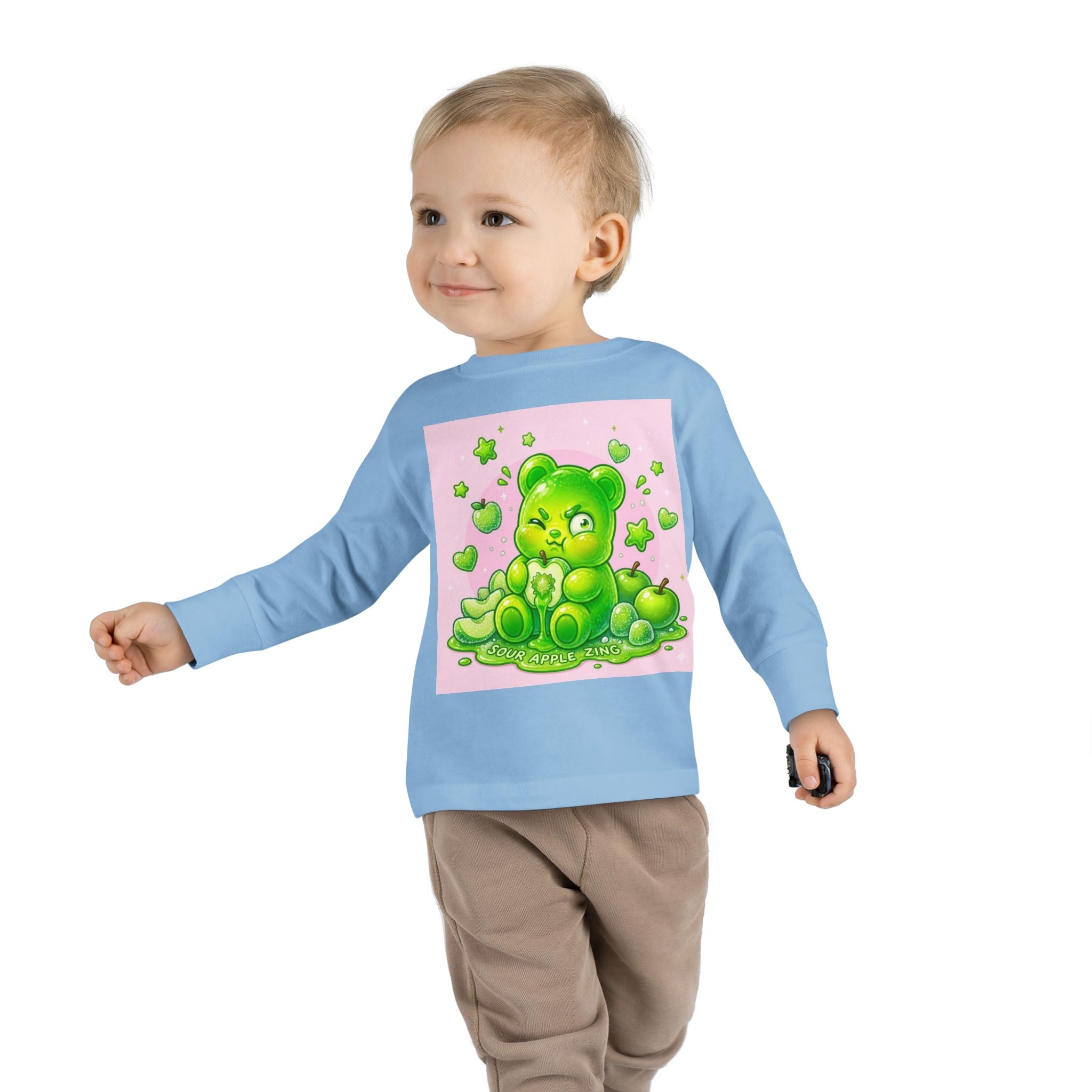 Green Sour Apple, Oozy Gummy Bear Friends- Kids Long Sleeve Shirt
