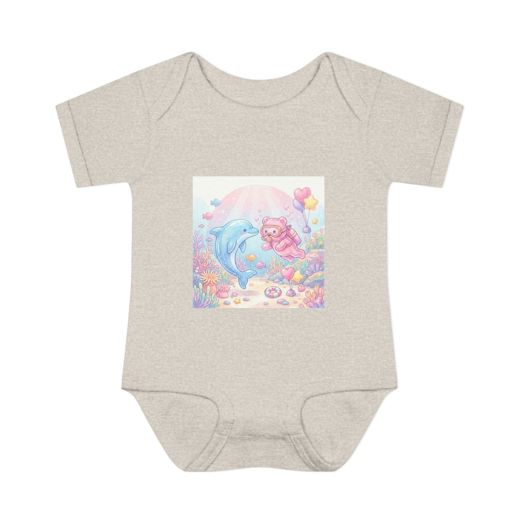 Infant Bodysuit — Pastel Dolphin & Pink Gummy Bear Underwater Baby Onesie