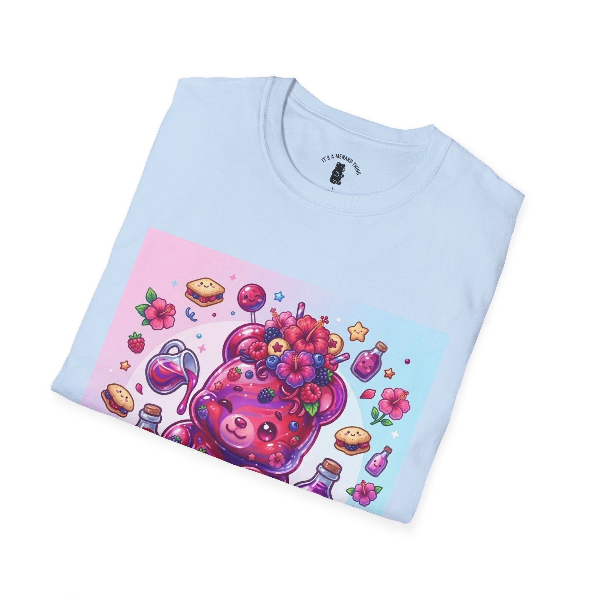 Hibiscus and Mixed Berry Jam, Exotic fruit Flower Gooey Gummy — Kawaii Illustrated T-Shirt
