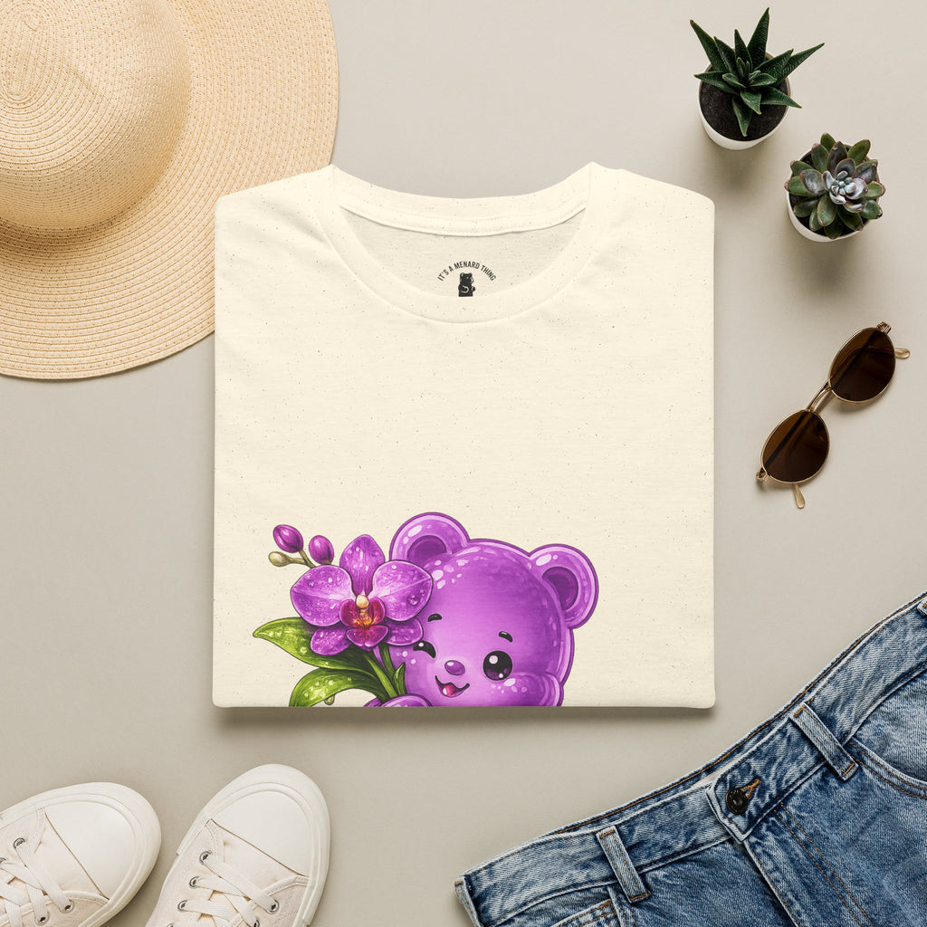 Beautiful Orchid, Purple Oozy Bear Floral Special Gummy Friend- Graphic Shirt