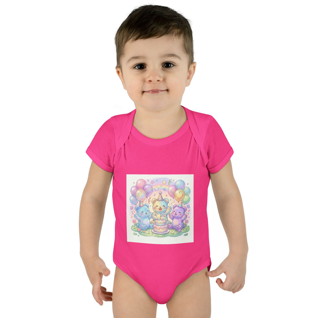 Birthday Gooey Bears, Cake & Balloons Infant Onesie