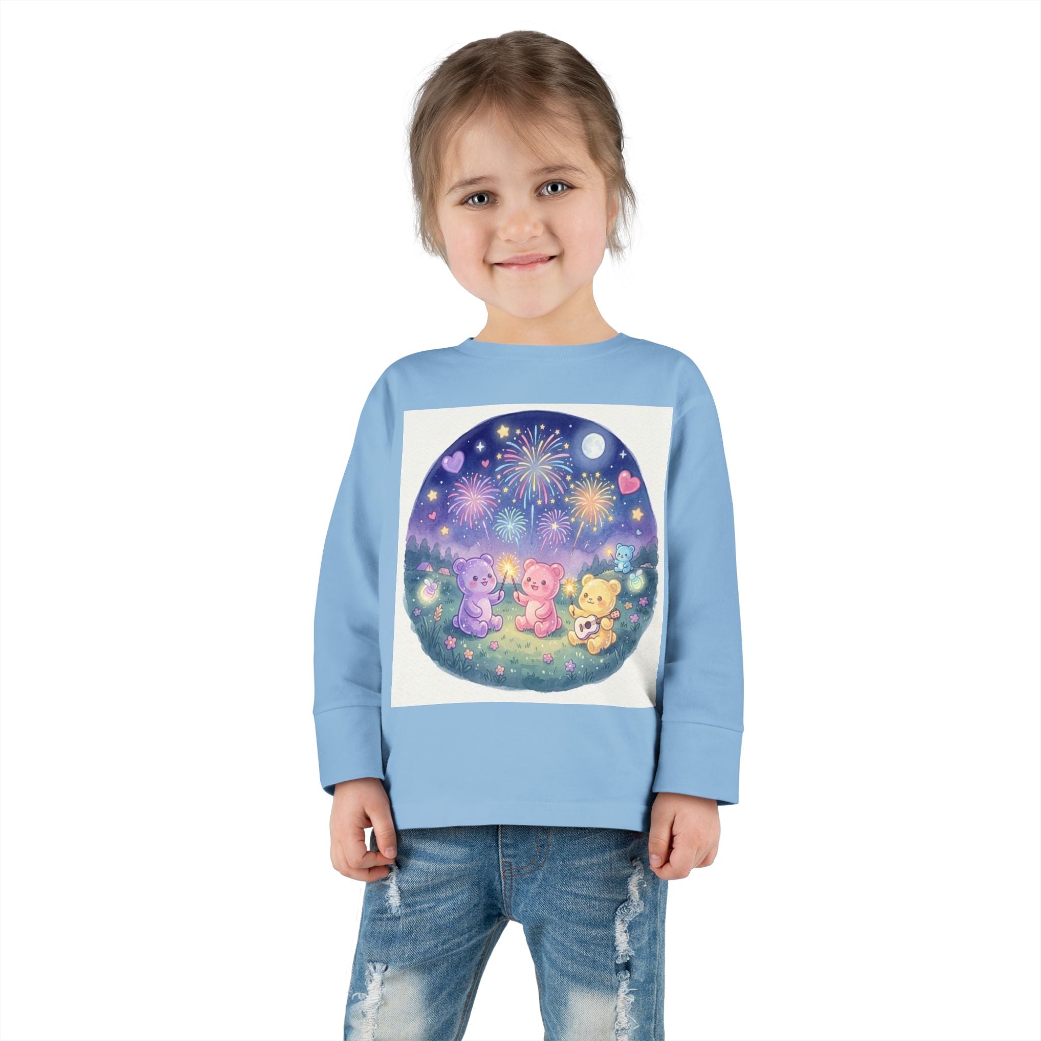 Watching Fireworks In the Night Sky, Oozy Bear Friend Group- Graphic Long Sleeve Shirt