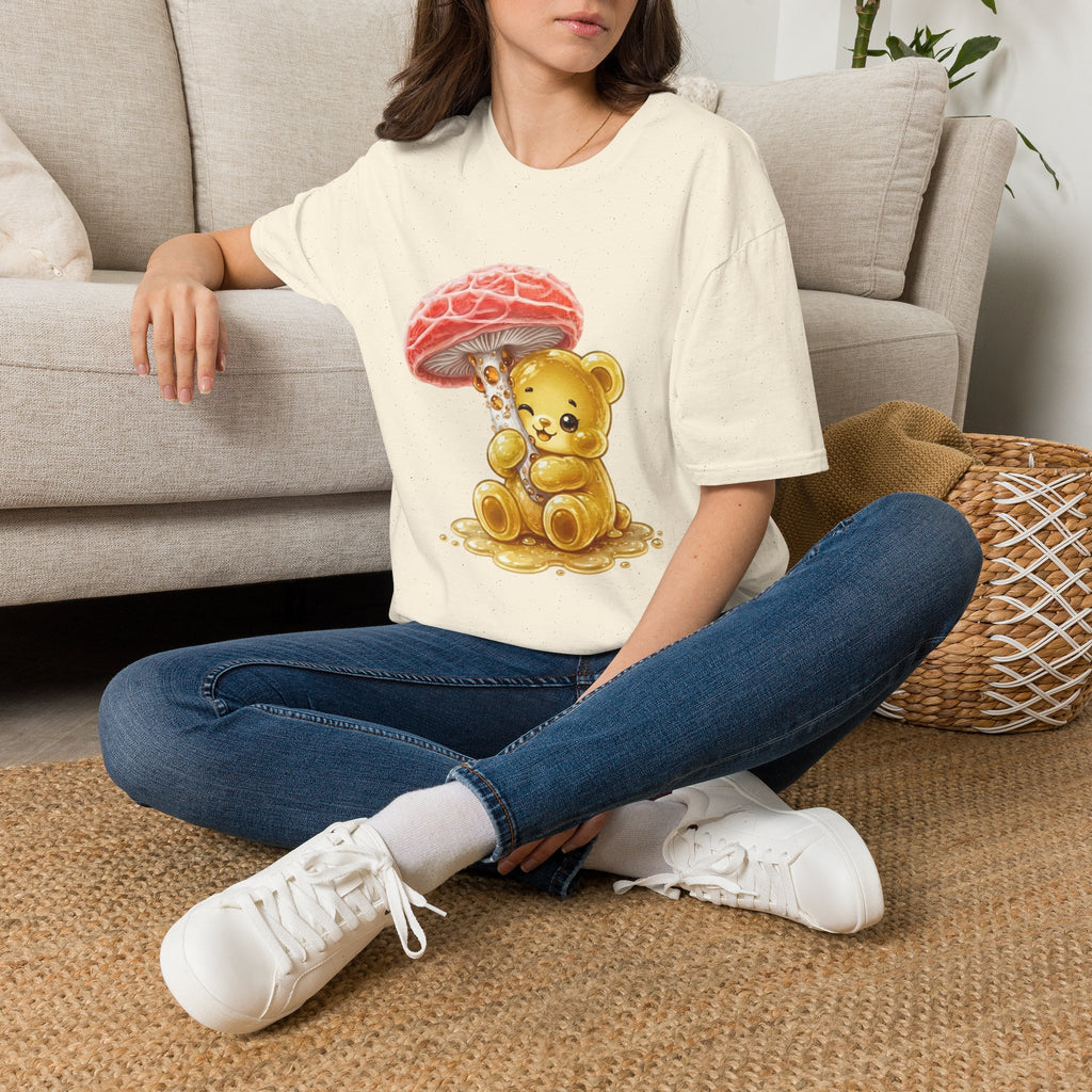 Sticky Strange Orange Mushroom, Yellow Oozy Bear Gummy- Graphic shirt
