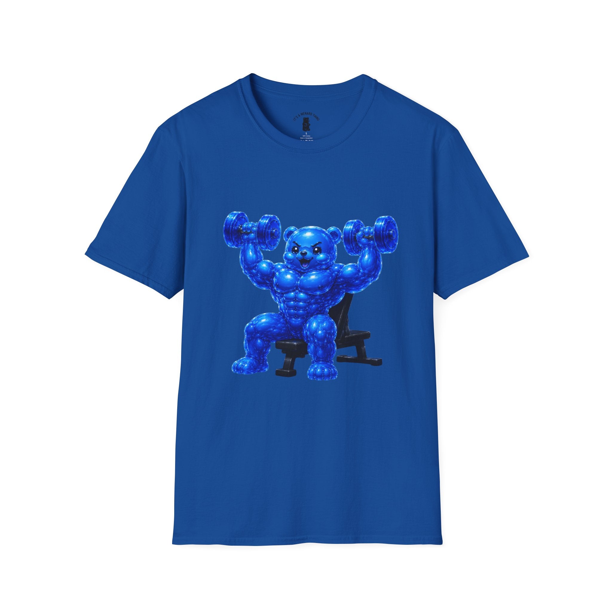 Working out with Bar Bells, Oozy Buff Bear Gummy Special Gym Addition- Adult Graphic Shirt