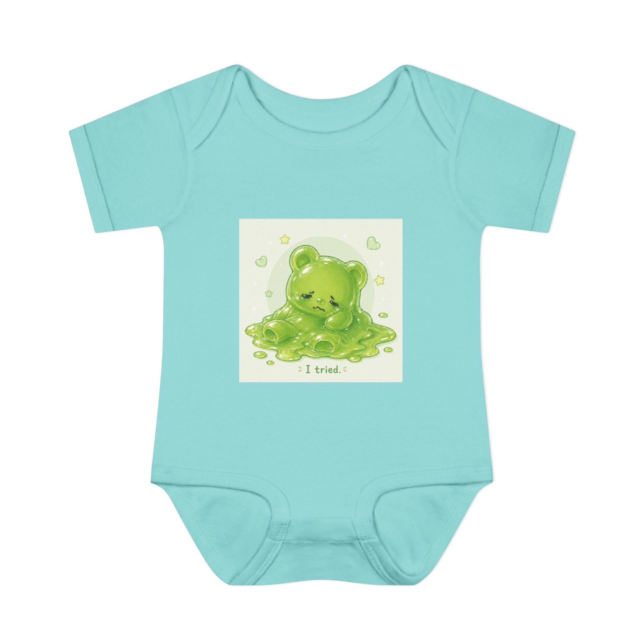 Infant Bodysuit — Cute Gooey Green Melted Gummy Bear "I Tried" Baby Onesie
